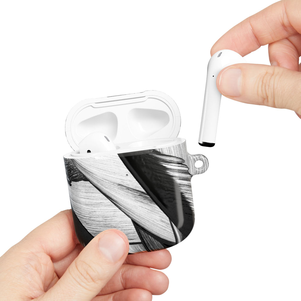 AirPod Case — Monochrome Tropical Leaf Protective Cover