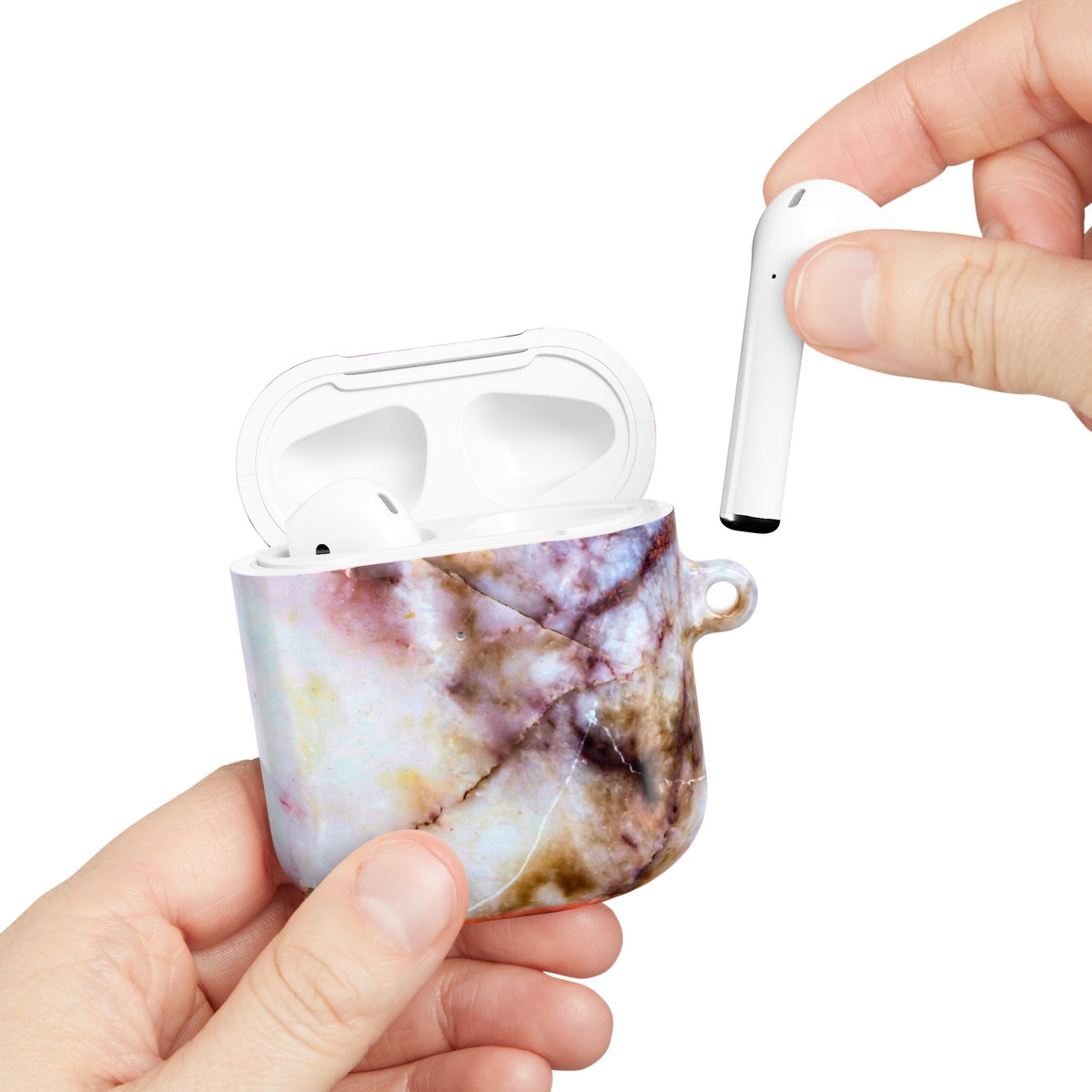 Marble Pink AirPod Case – Pink & Gold Marble Protective AirPods Cover