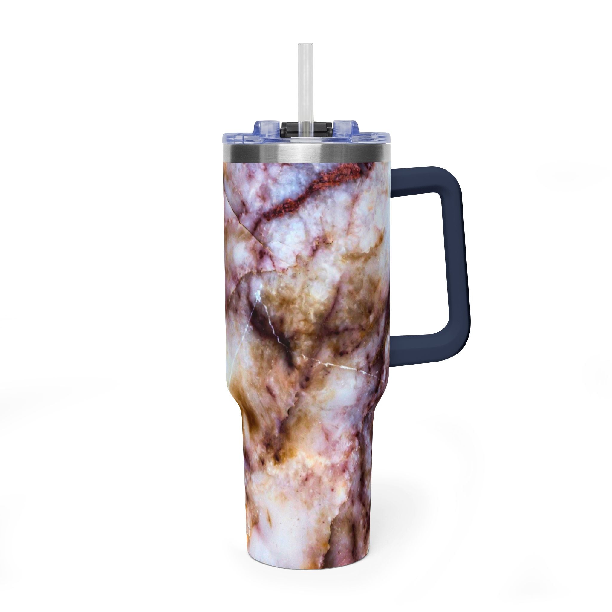 40oz Marble Rose Quartz Vacuum Tumbler – Insulated Travel Mug