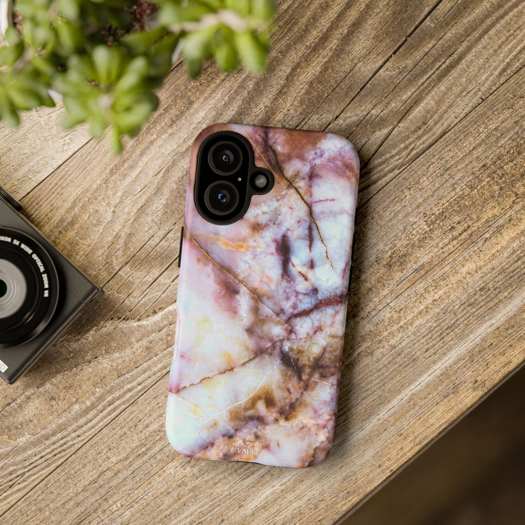 Marble Vein Tough Phone Case — Pink Quartz Protective Cover