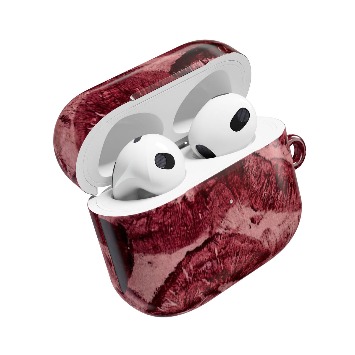 Maroon Kiss-Print AirPod Case