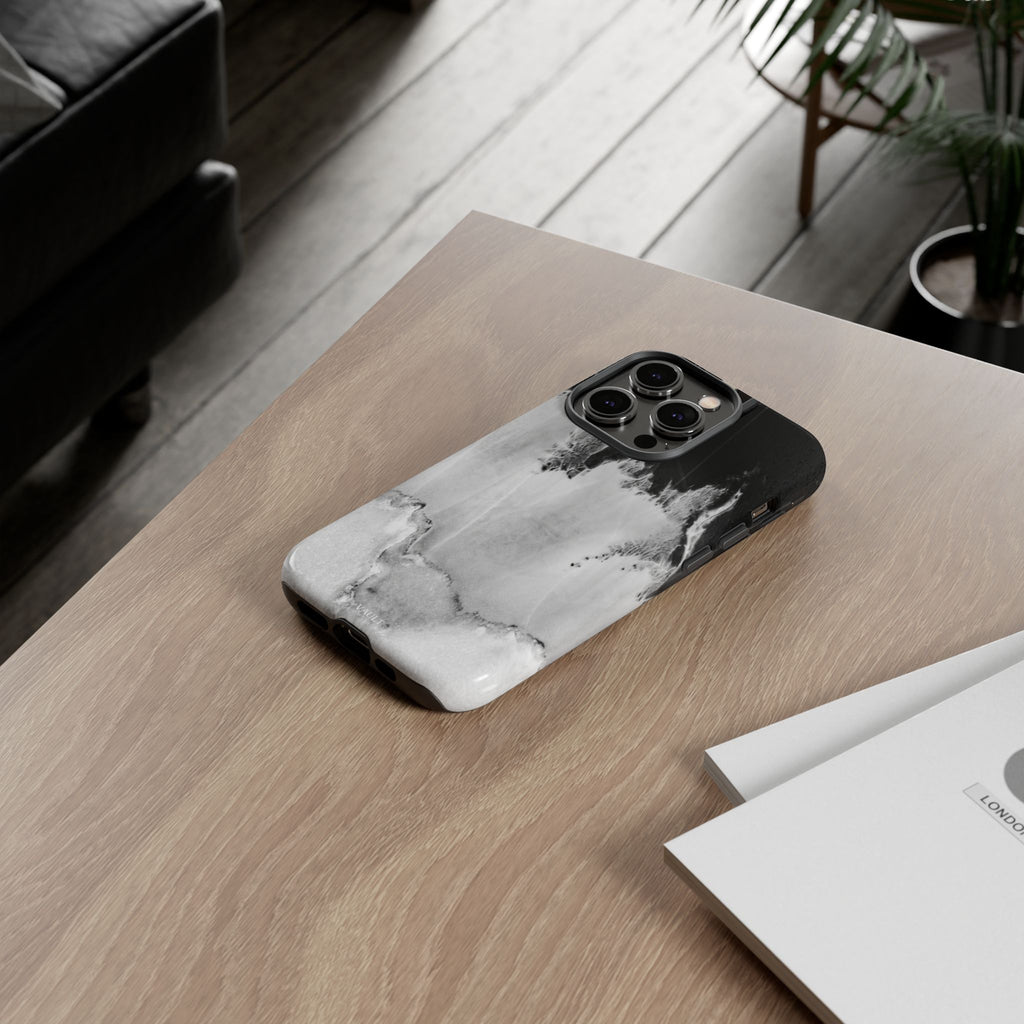 Marble Ink Tough Case — Black & White Abstract Phone Cover