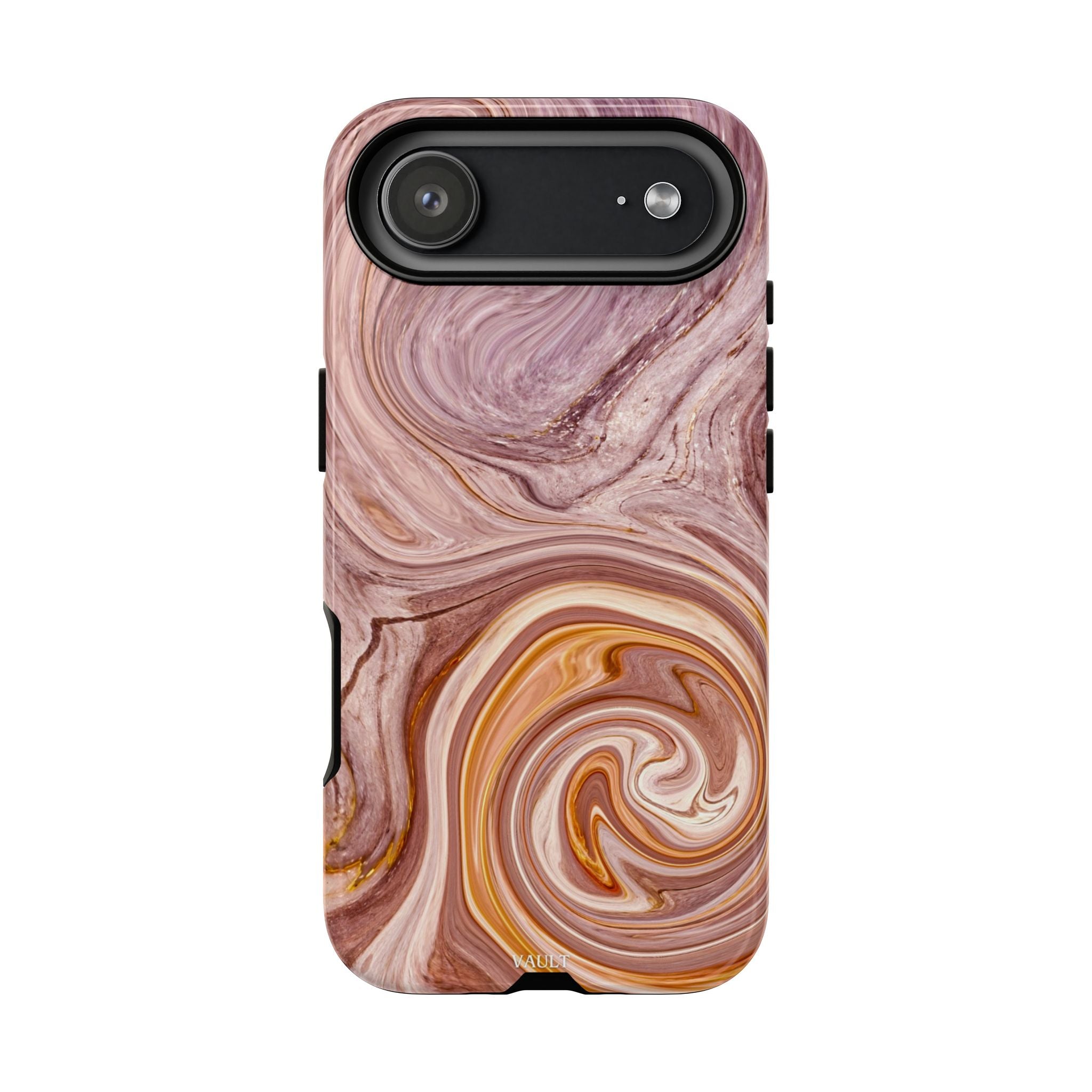 Marble Swirl Phone Case — Pink & Gold Abstract Tough Case