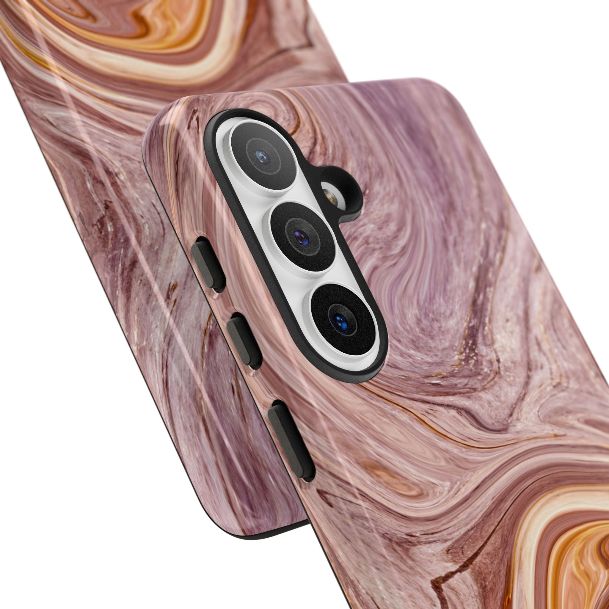 Marble Swirl Phone Case — Pink & Gold Abstract Tough Case