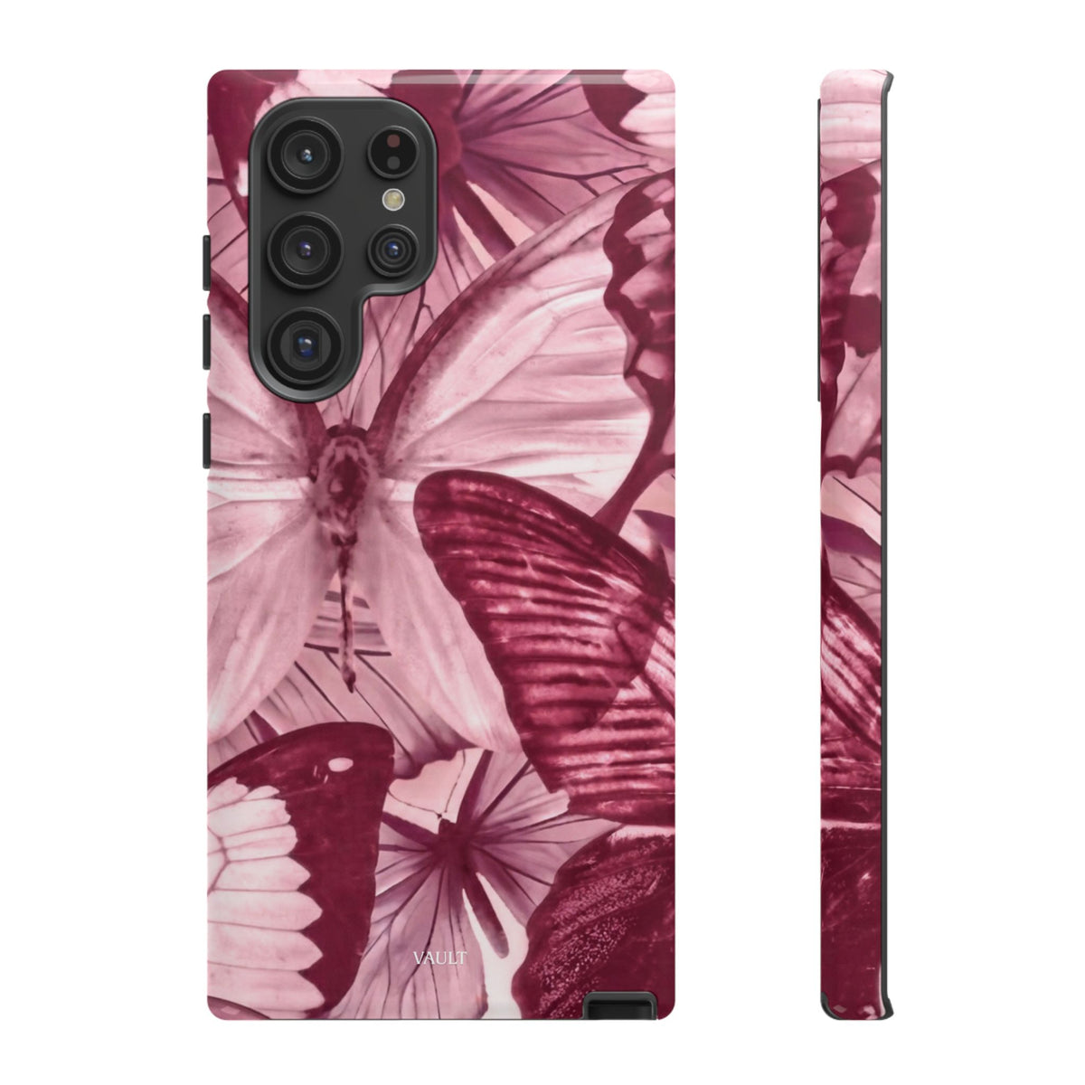 Butterfly Tough Phone Case — Vintage Pink Floral Protective Cover