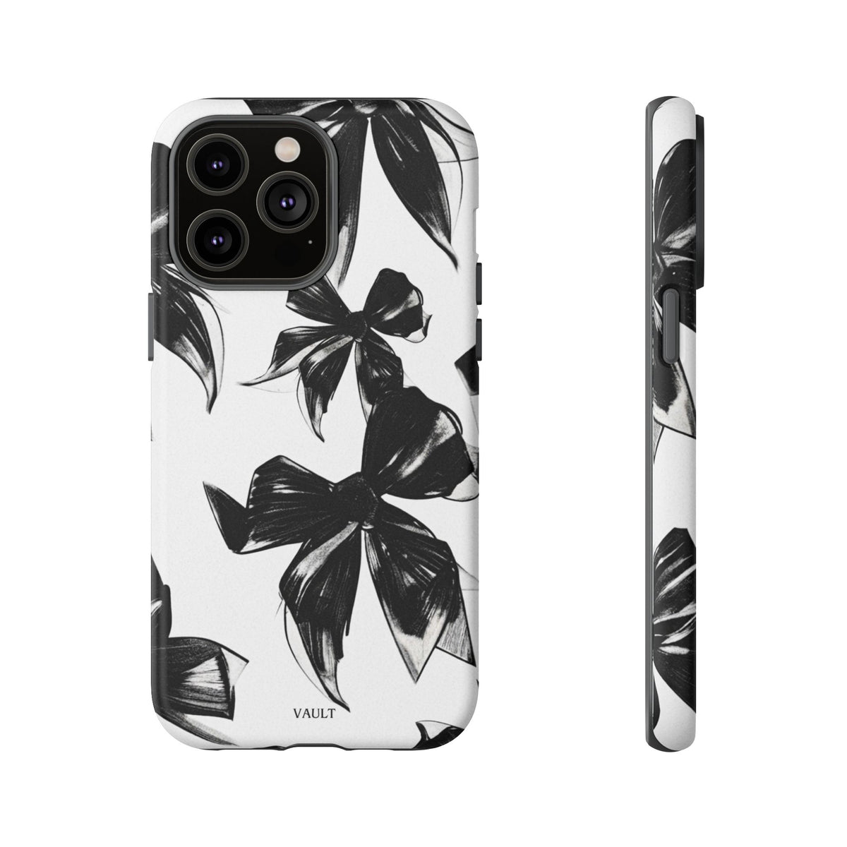 Floral Brushstroke Phone Case — Black & White Botanical Tough Case