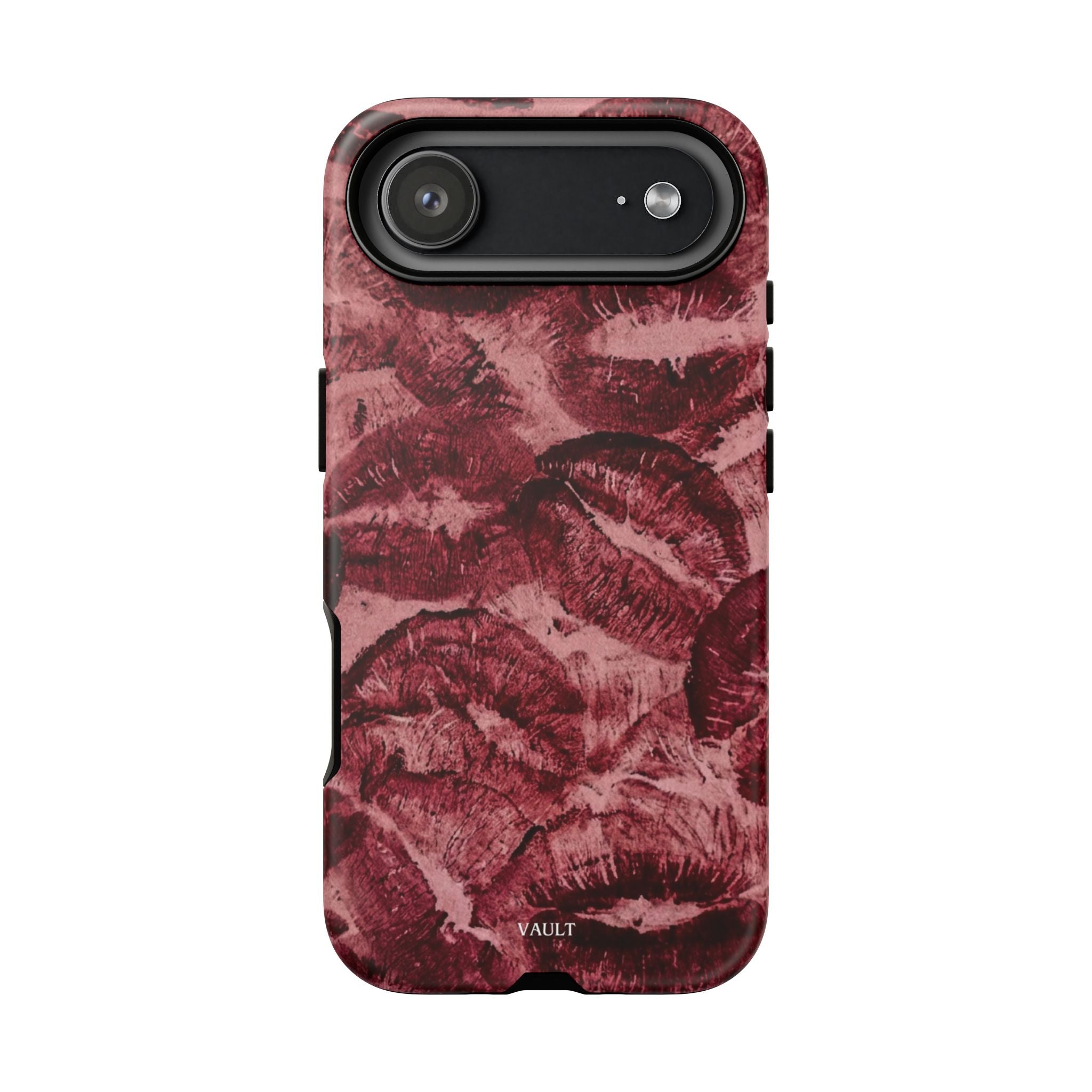 Kiss Print Phone Case – Burgundy Lip Pattern Protective Phone Cover