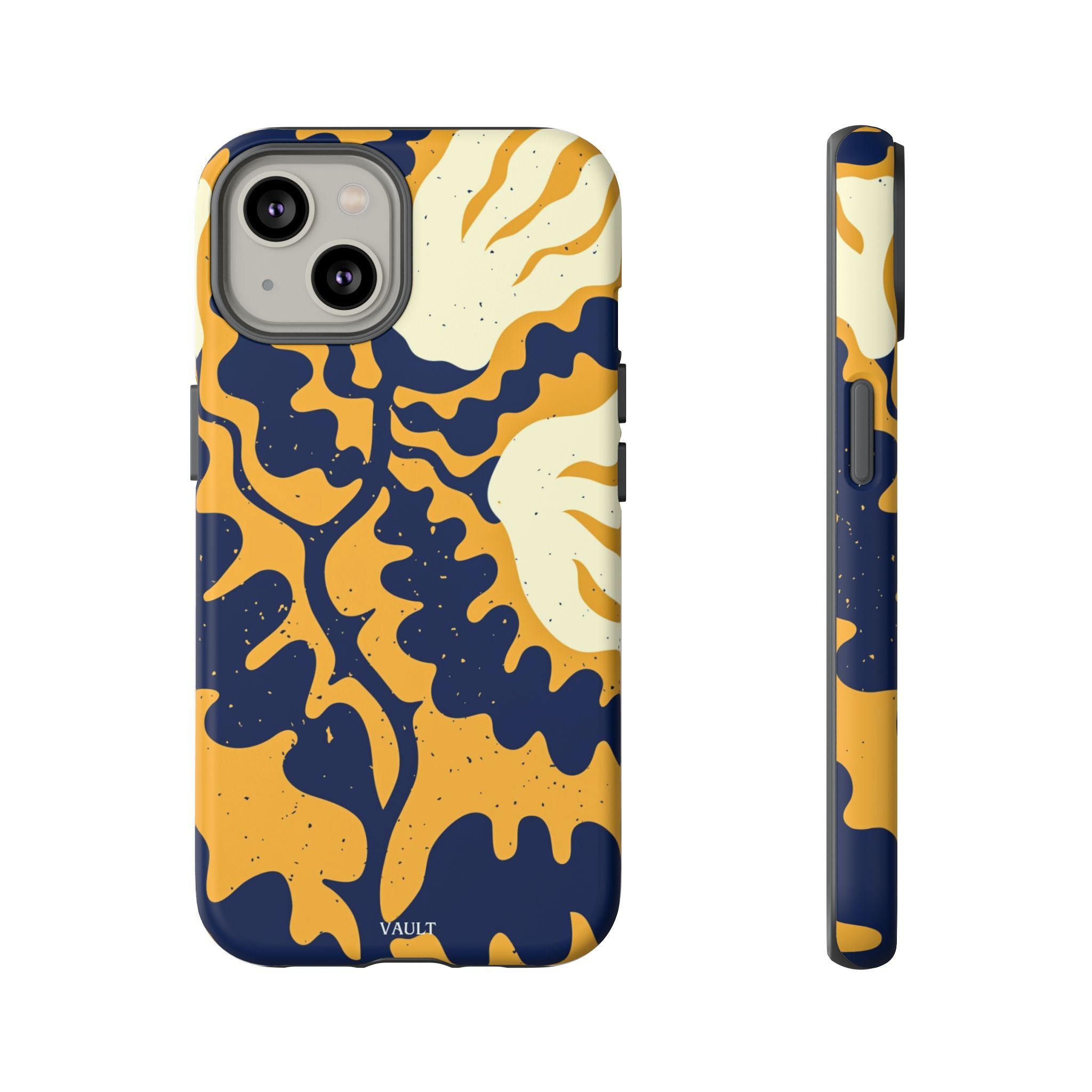 Bold Abstract Floral Phone Case (Navy & Mustard)