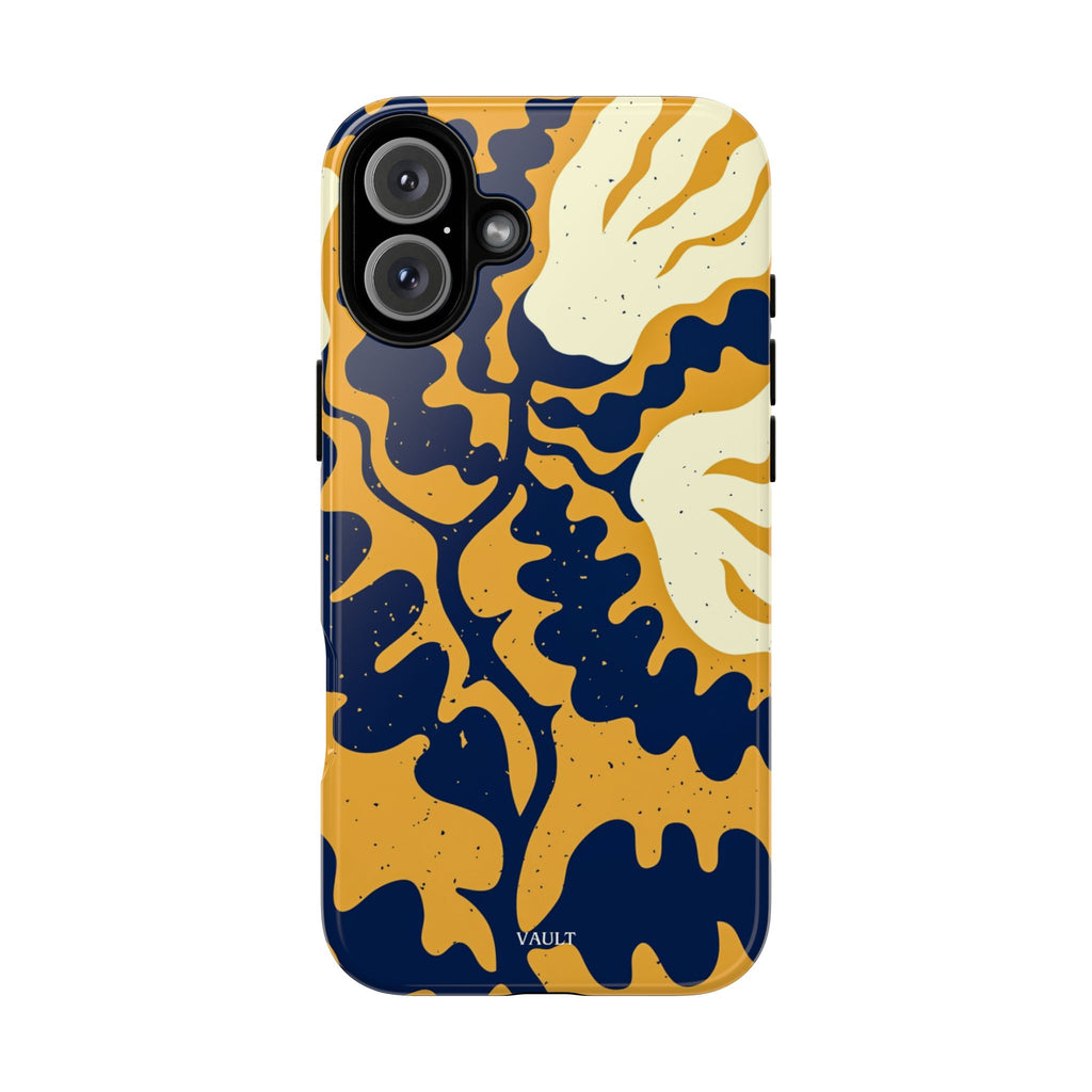 Bold Abstract Floral Phone Case (Navy & Mustard)
