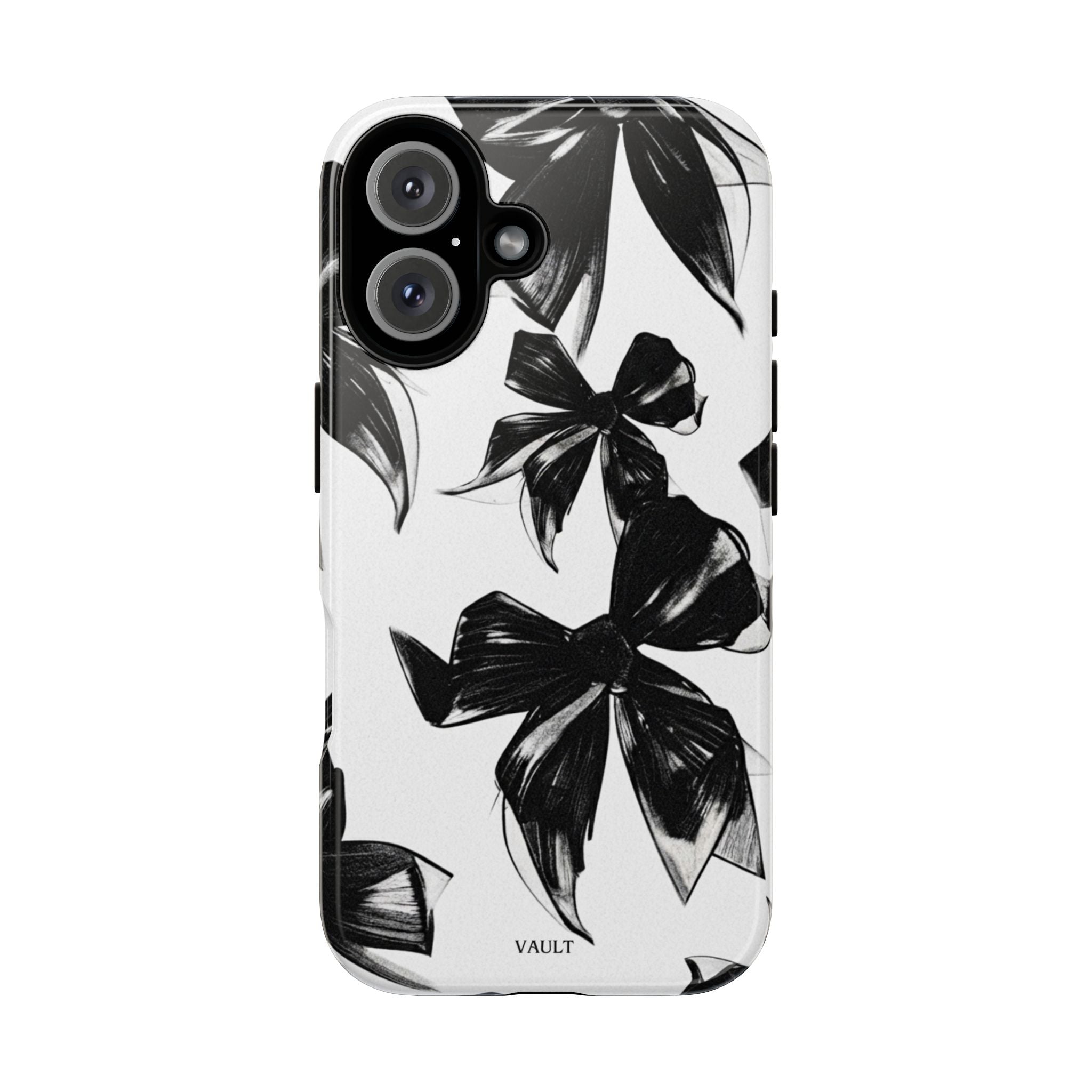 Floral Brushstroke Phone Case — Black & White Botanical Tough Case