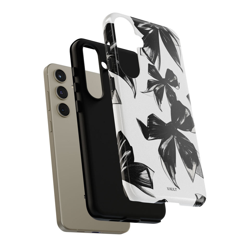 Floral Brushstroke Phone Case — Black & White Botanical Tough Case