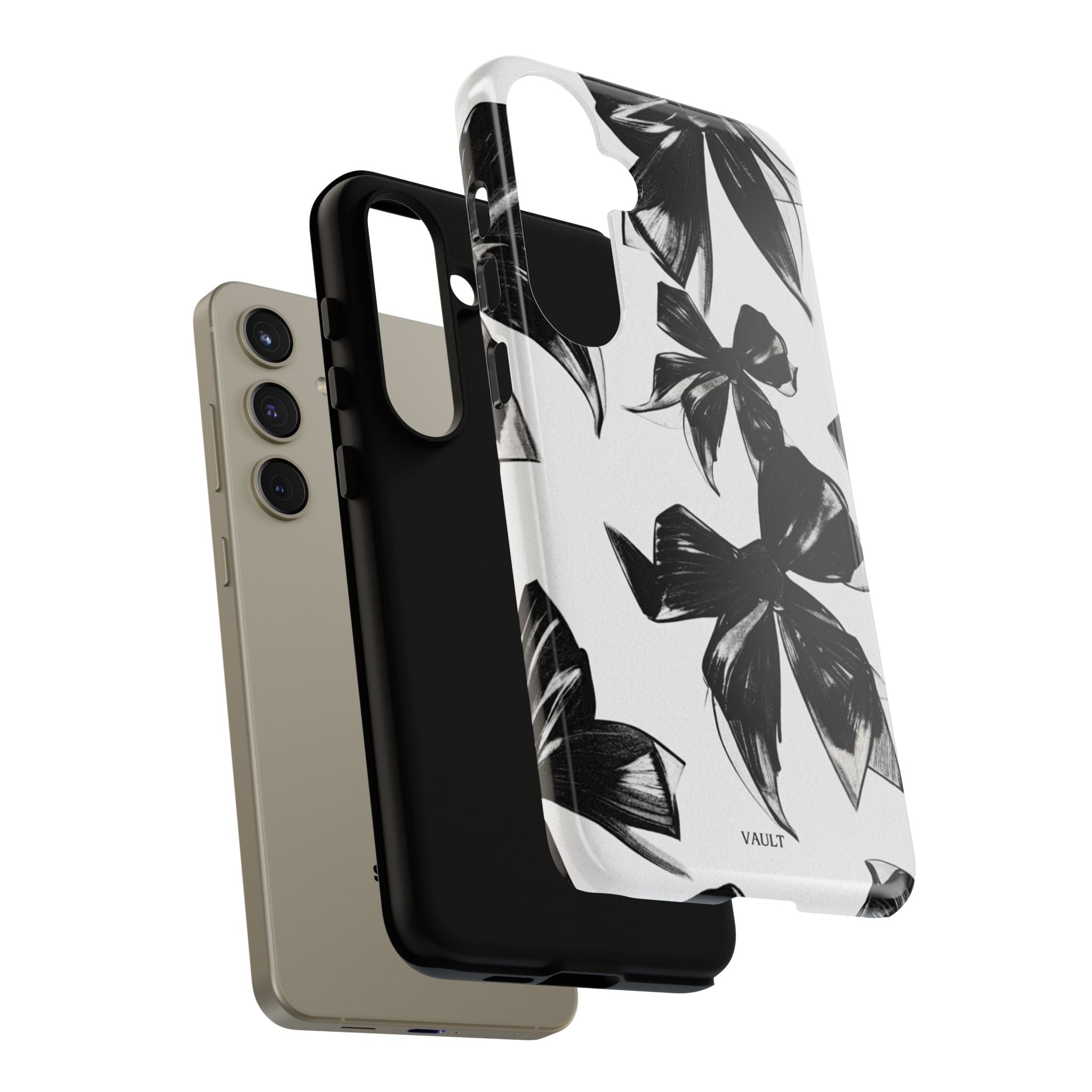 Floral Brushstroke Phone Case — Black & White Botanical Tough Case