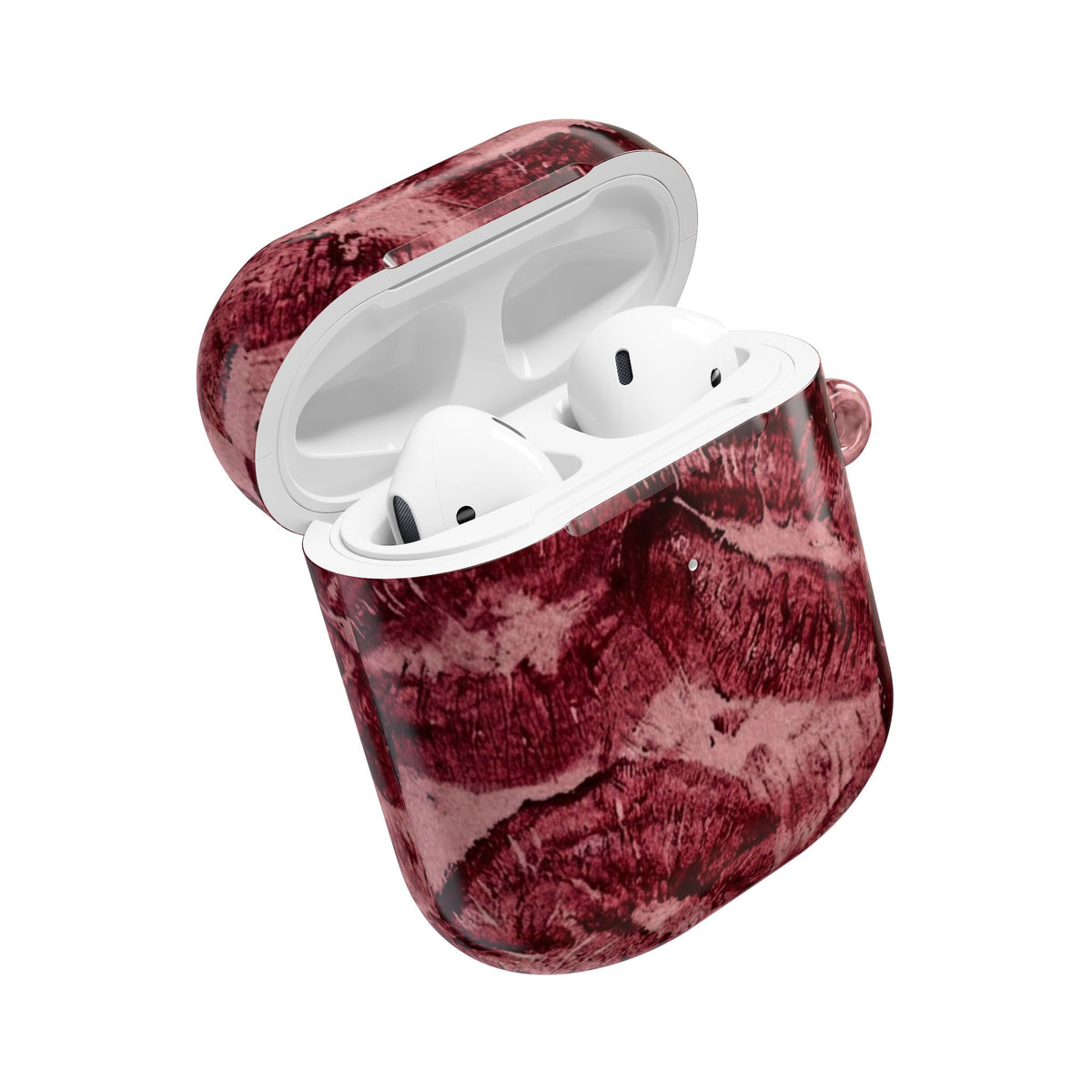 Maroon Kiss-Print AirPod Case