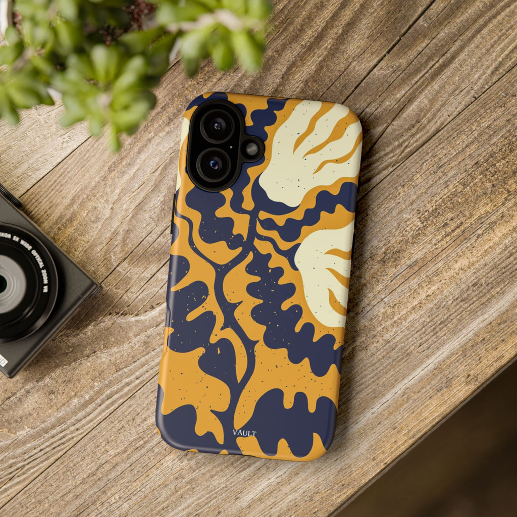 Bold Abstract Floral Phone Case (Navy & Mustard)