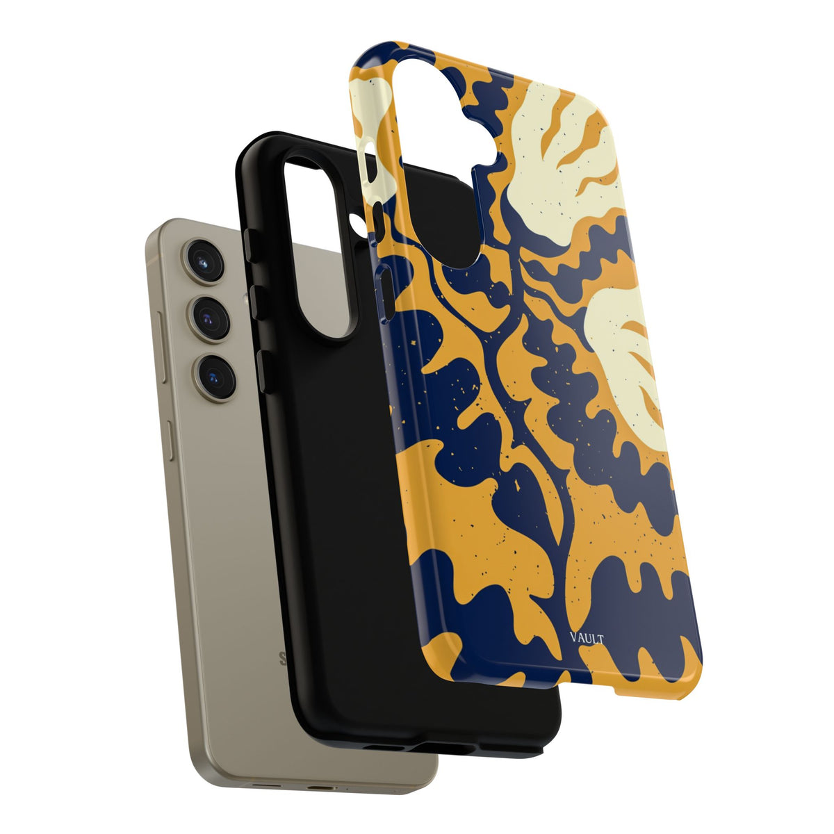 Bold Abstract Floral Phone Case (Navy & Mustard)