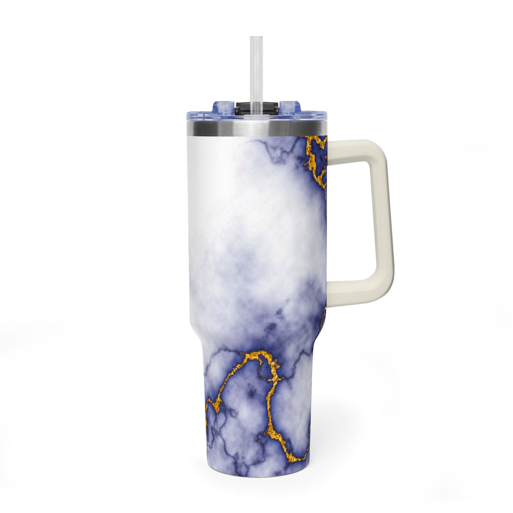 40oz Marble Thermal Tumbler - Blue & Gold Veined Vacuum Cup