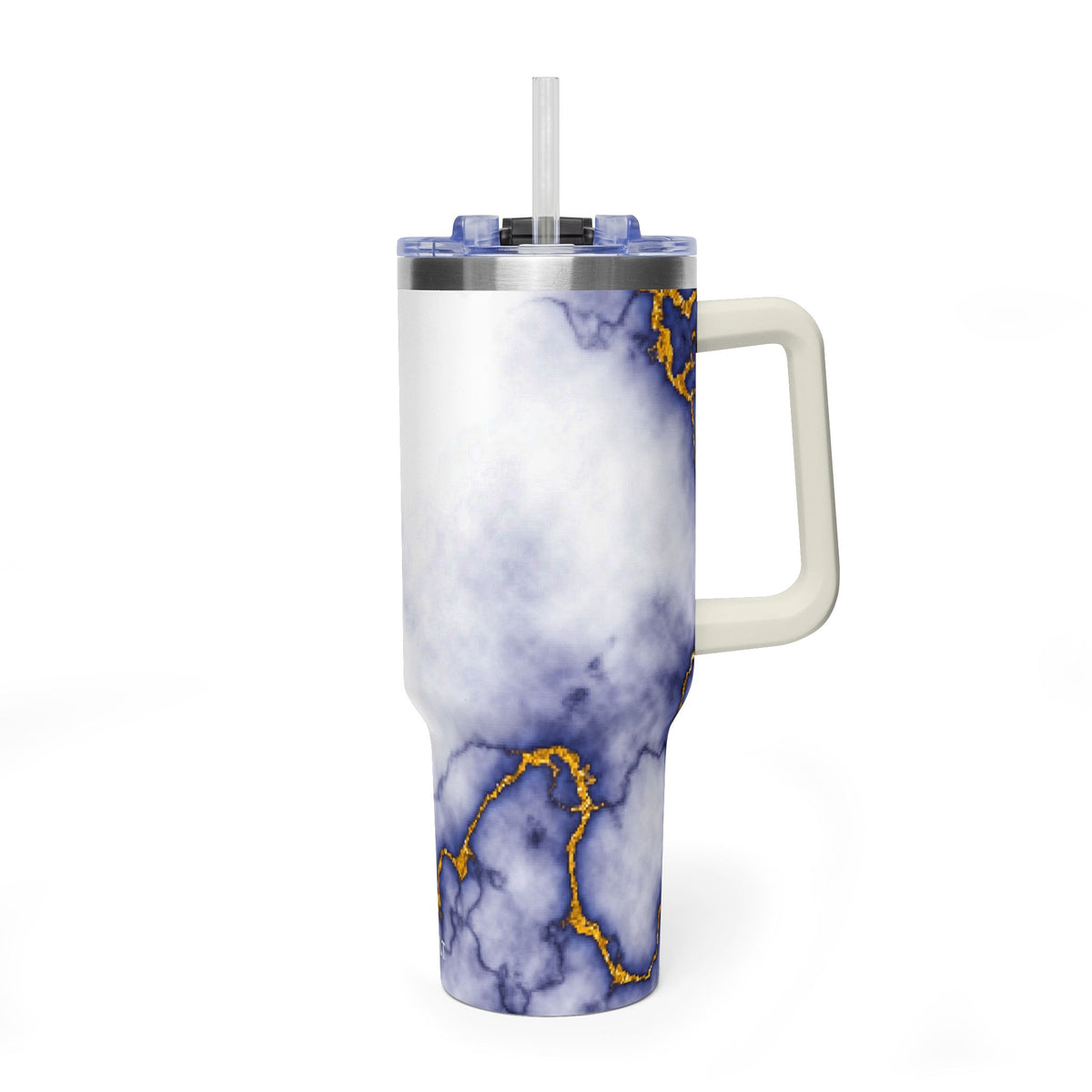 40oz Marble Thermal Tumbler - Blue & Gold Veined Vacuum Cup