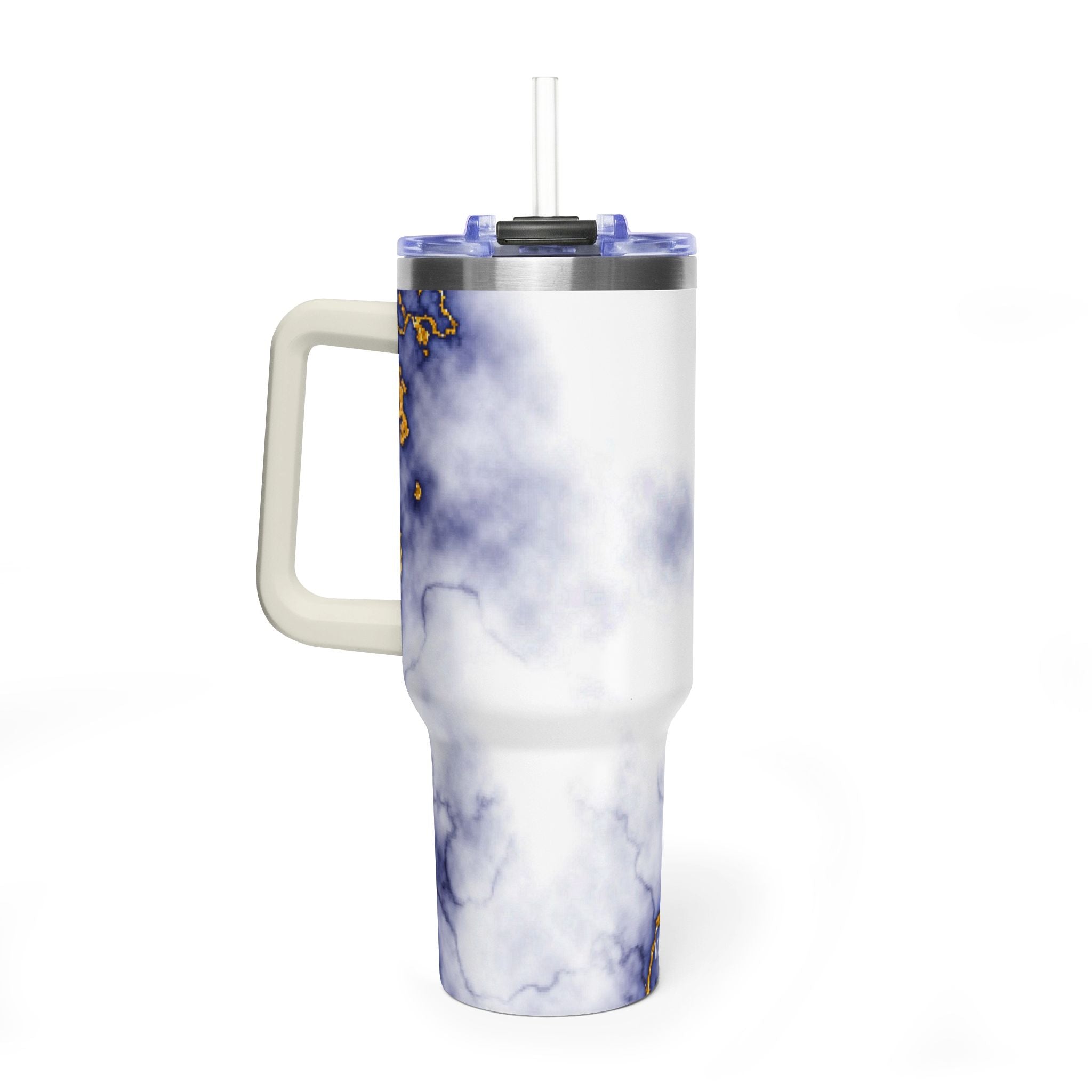 40oz Marble Thermal Tumbler - Blue & Gold Veined Vacuum Cup