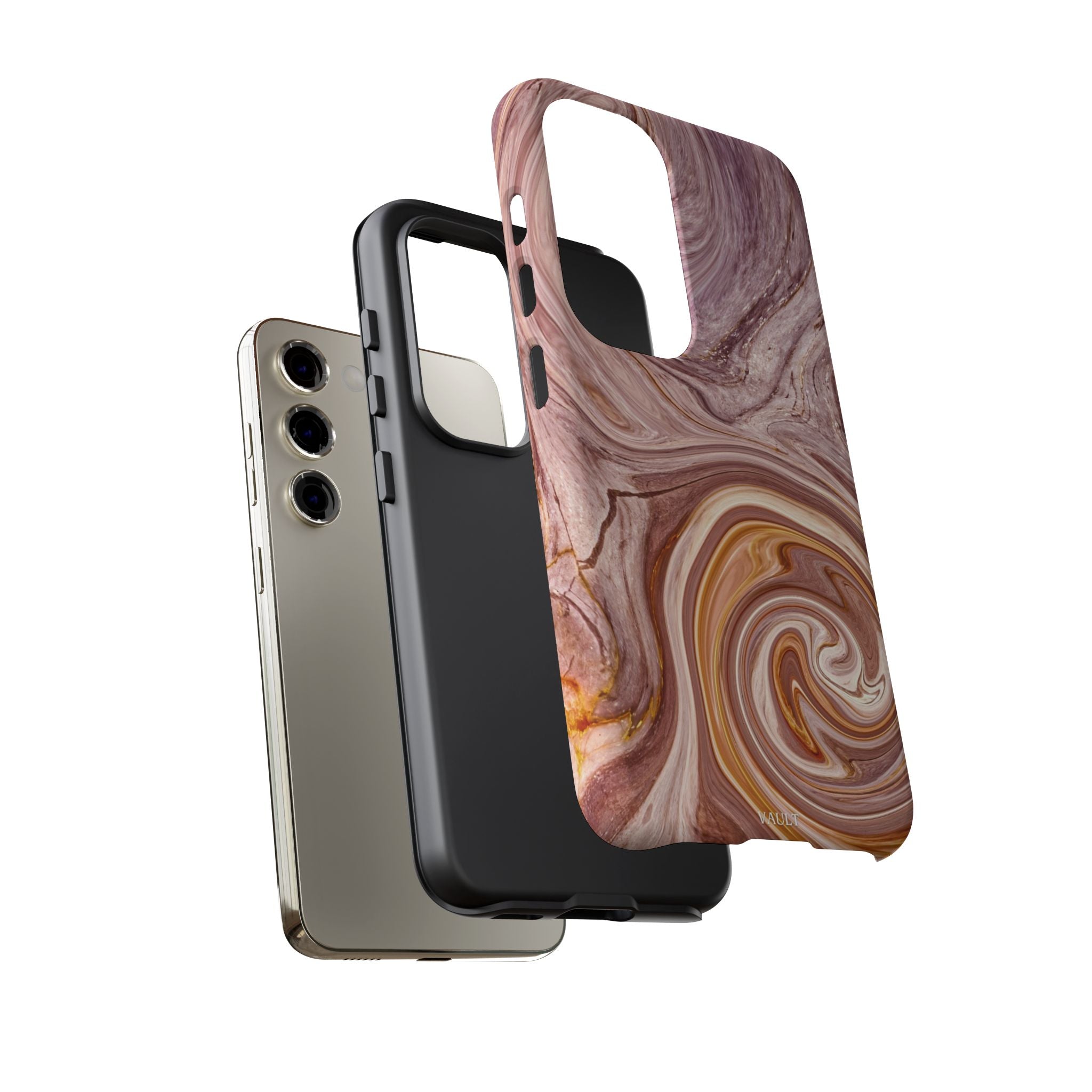 Marble Swirl Phone Case — Pink & Gold Abstract Tough Case