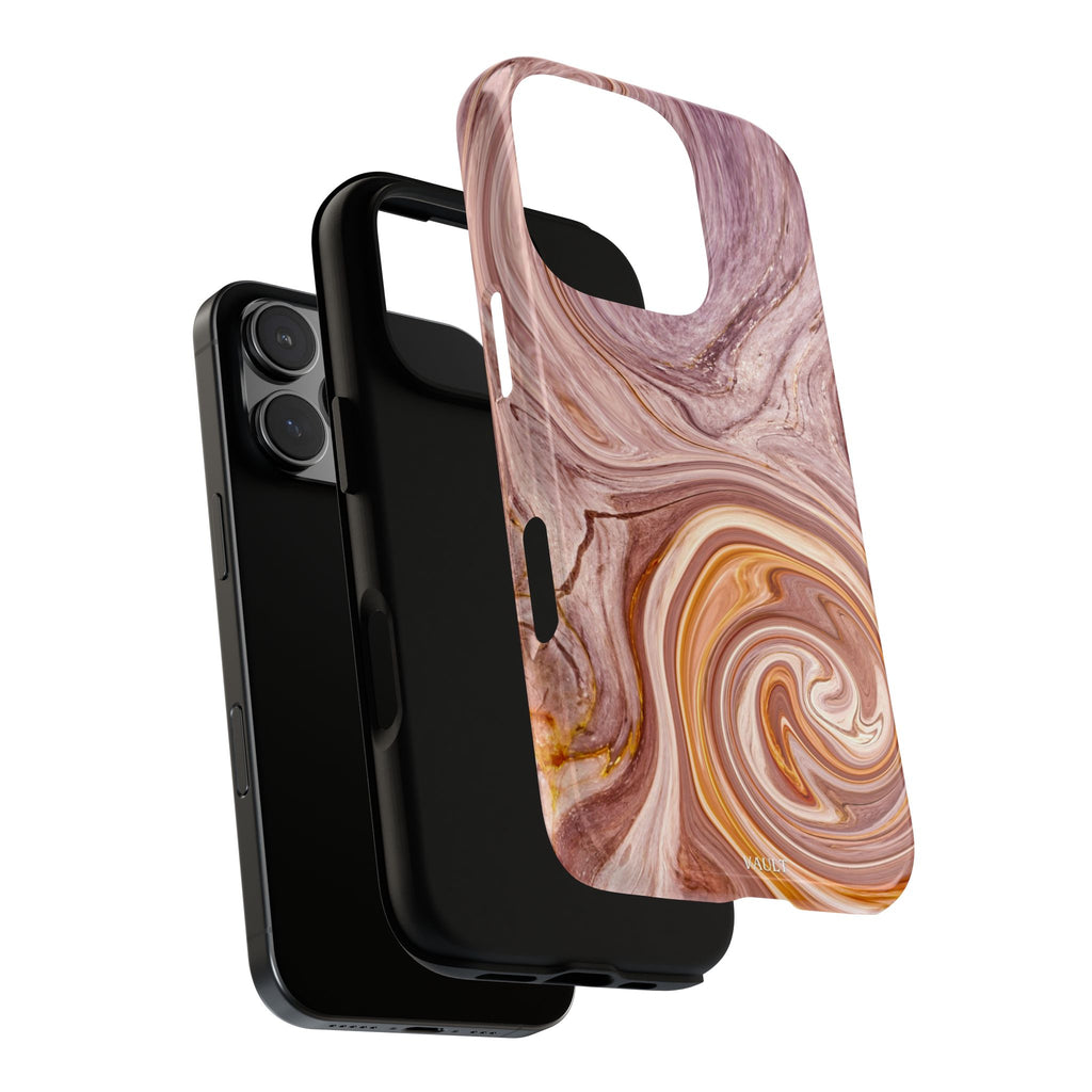 Marble Swirl Phone Case — Pink & Gold Abstract Tough Case