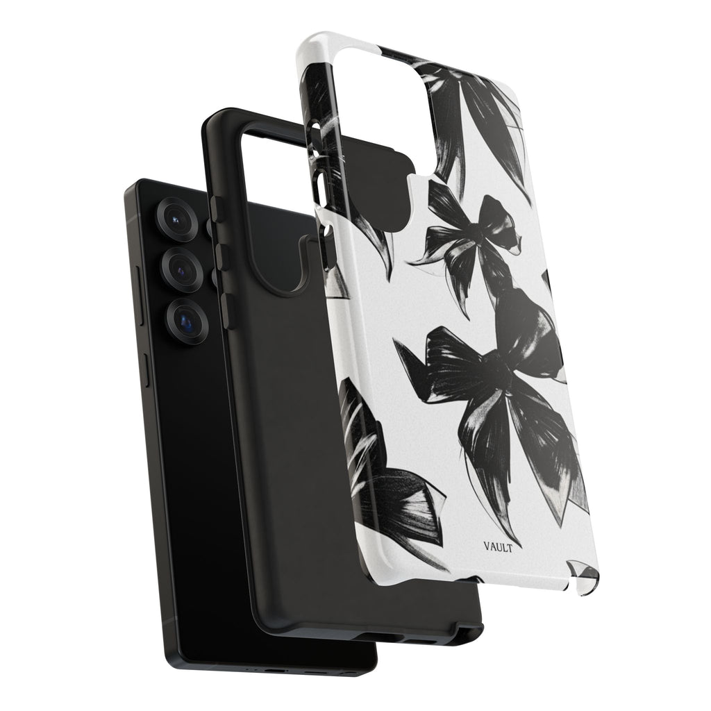 Floral Brushstroke Phone Case — Black & White Botanical Tough Case