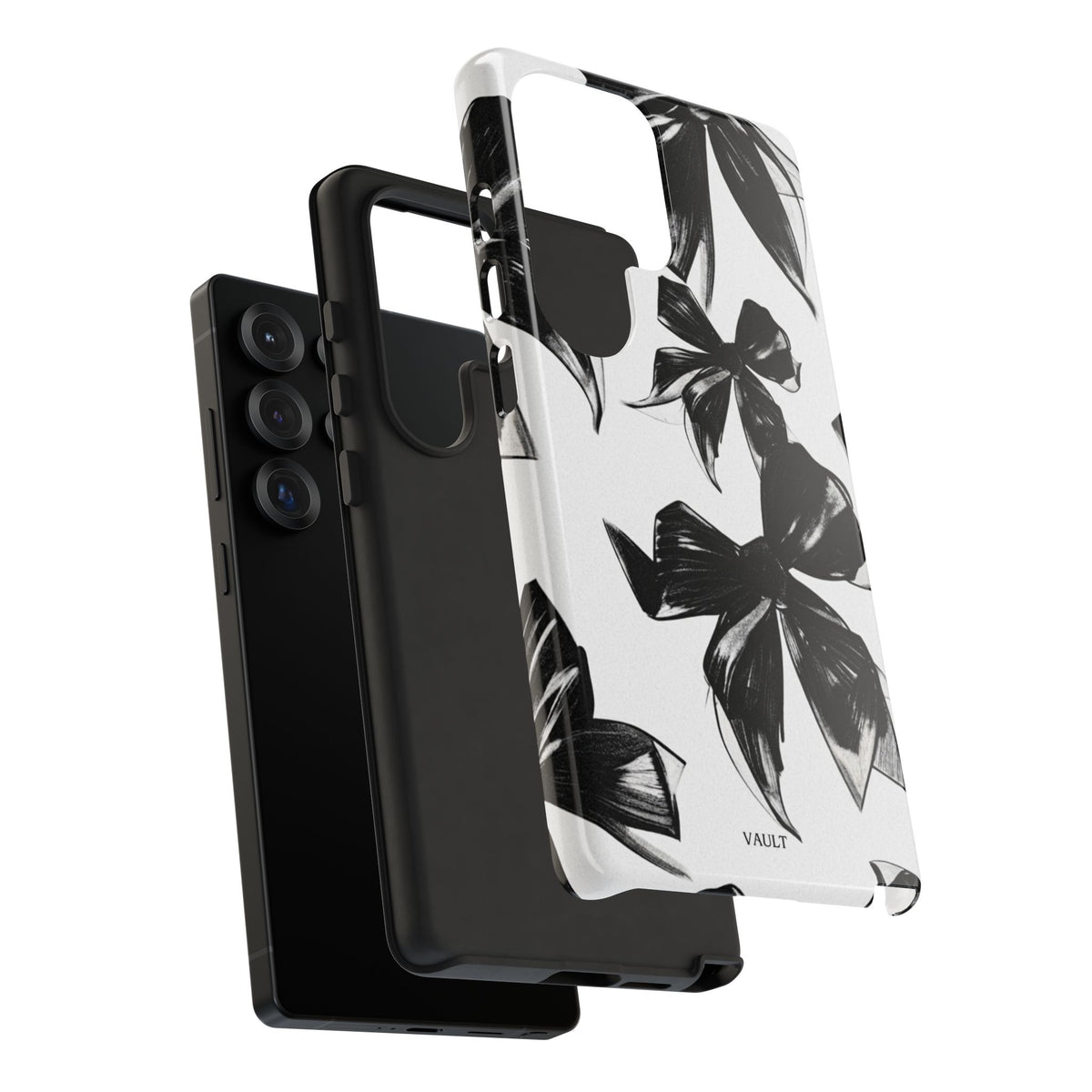 Floral Brushstroke Phone Case — Black & White Botanical Tough Case