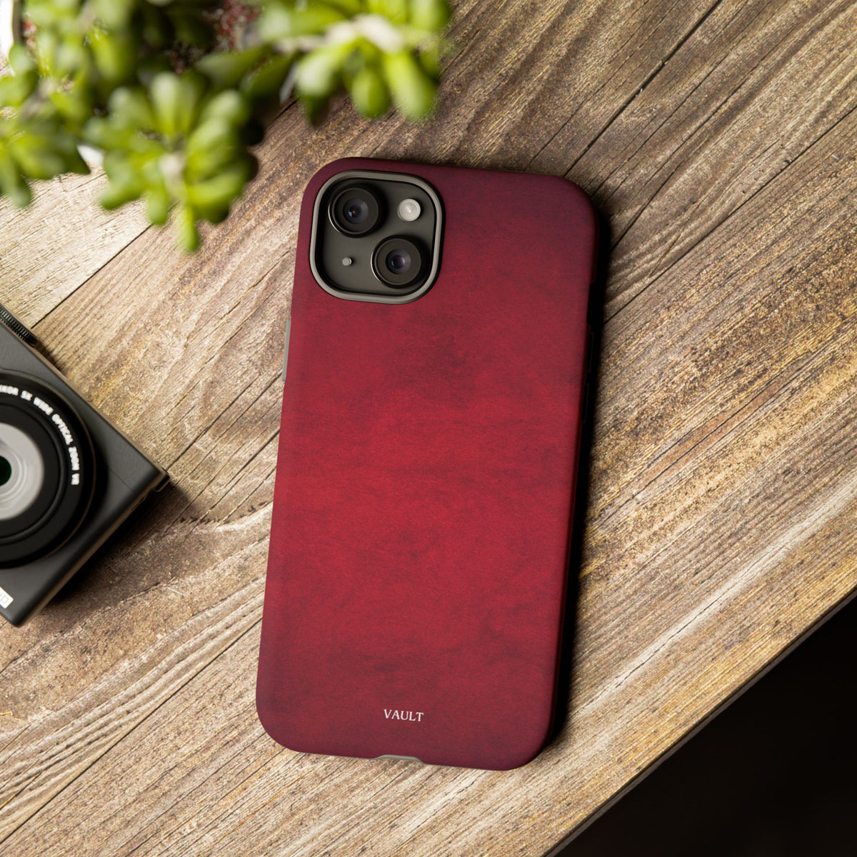 Red Leather Texture Phone Case Impact-Resistant Case