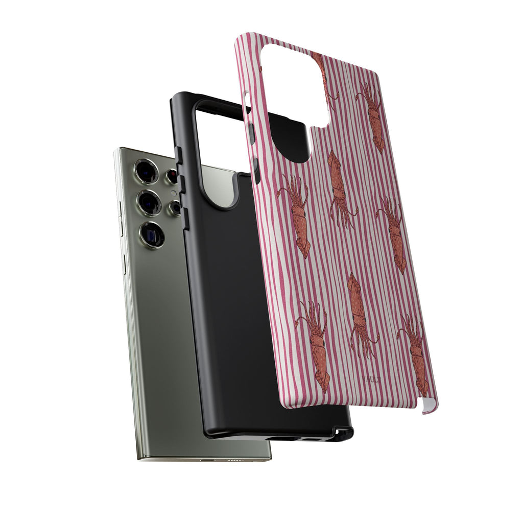 Squid Stripe Phone Case — Pink Nautical Sea Creature Pattern
