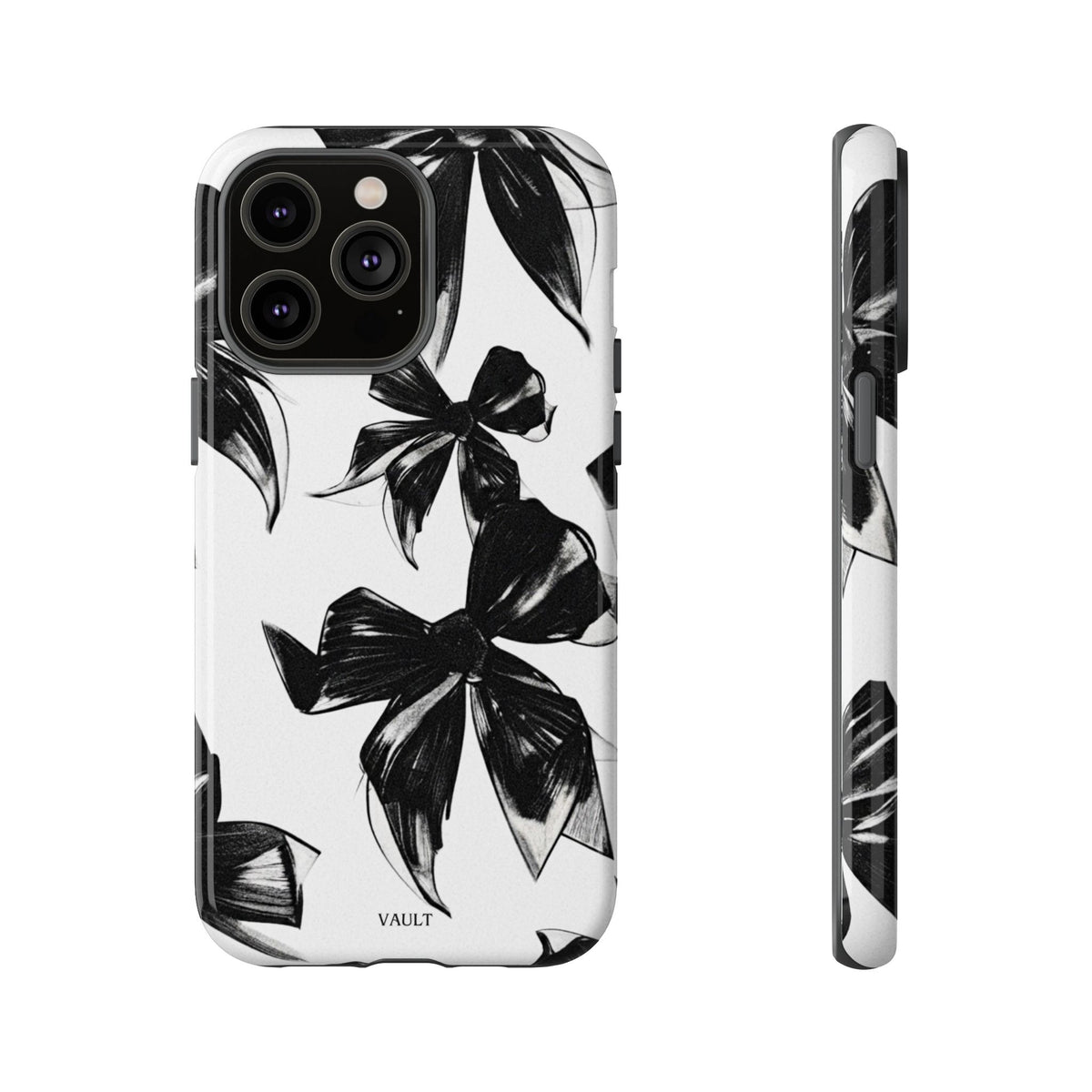 Floral Brushstroke Phone Case — Black & White Botanical Tough Case
