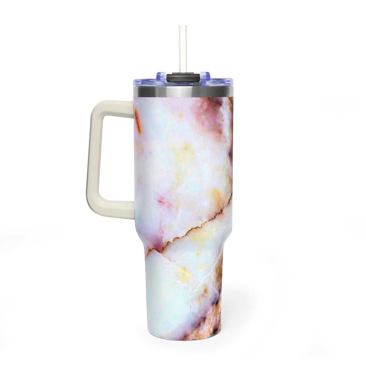 40oz Marble Rose Quartz Vacuum Tumbler – Insulated Travel Mug