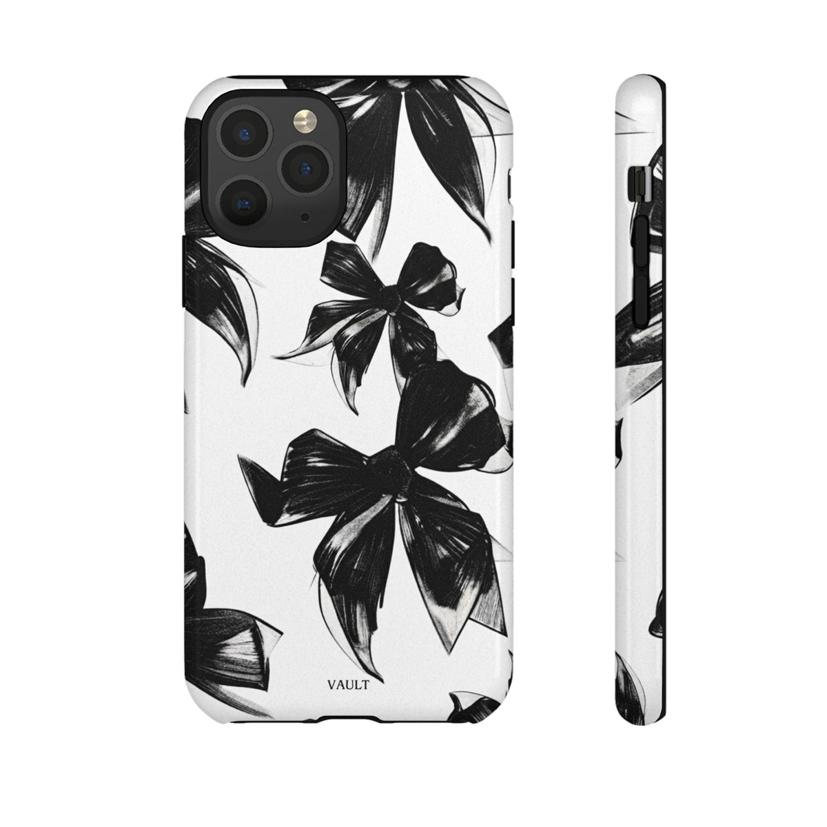 Floral Brushstroke Phone Case — Black & White Botanical Tough Case