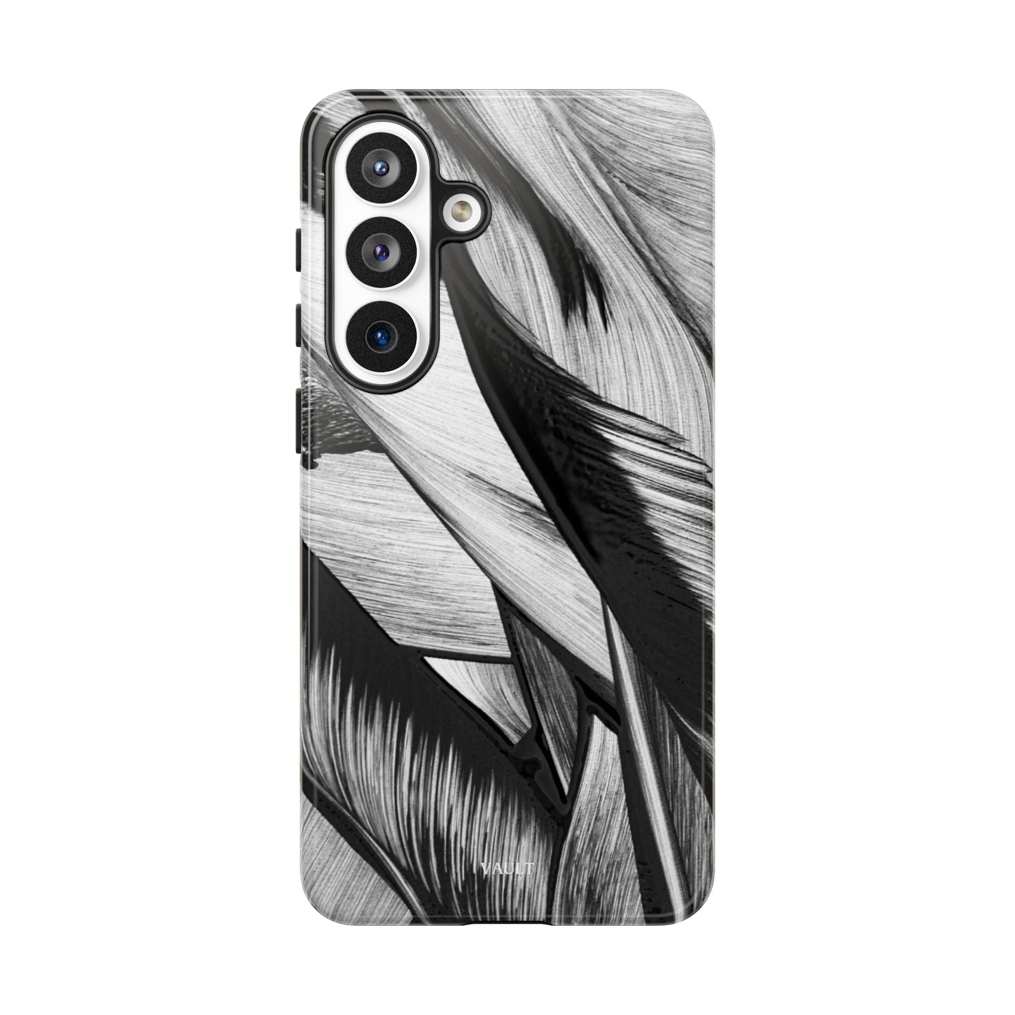 Monochrome Tropical Leaf Tough Phone Case — Black & White Botanical Protective Cover