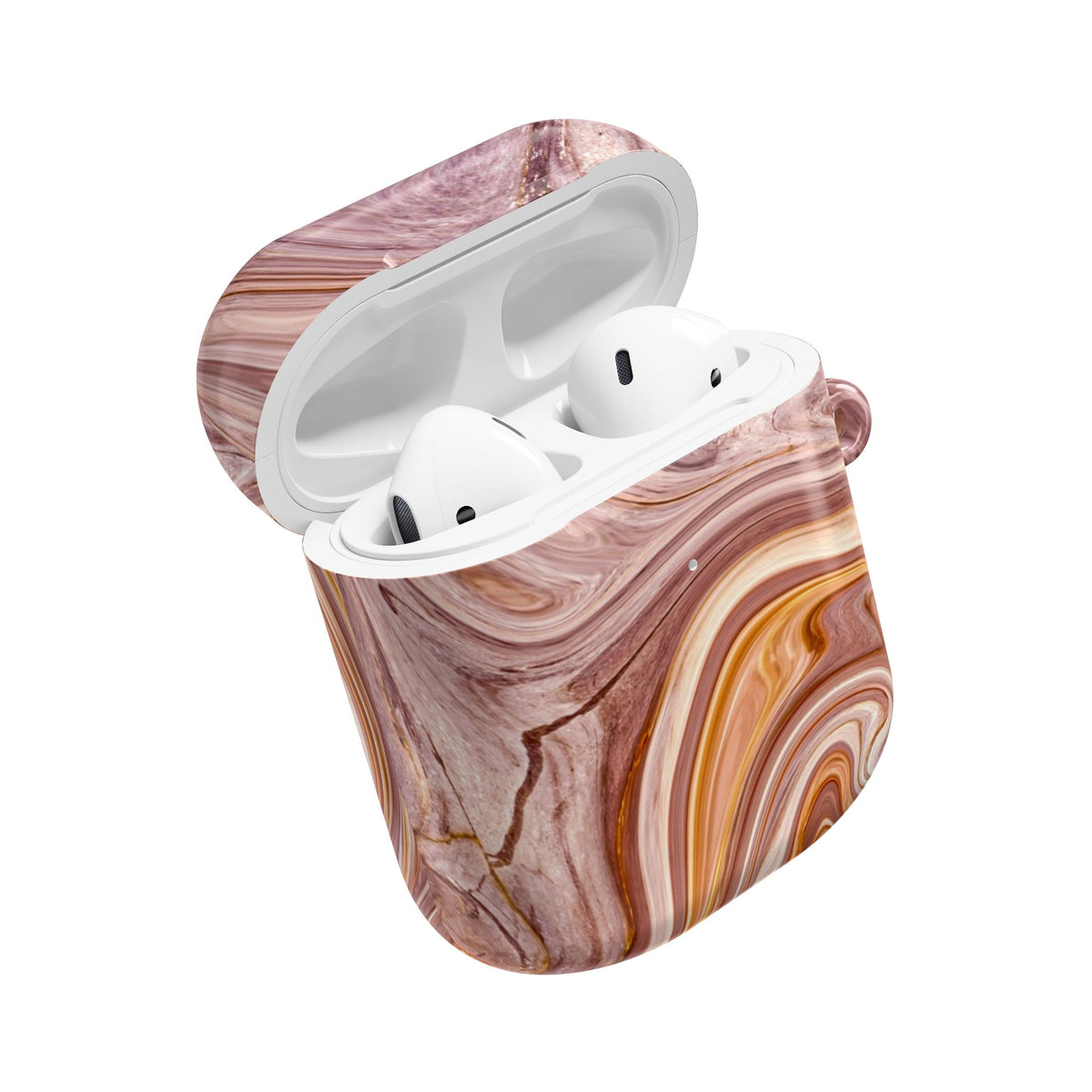 Marble Swirl AirPod Case — Pink & Gold Abstract Protective Cover