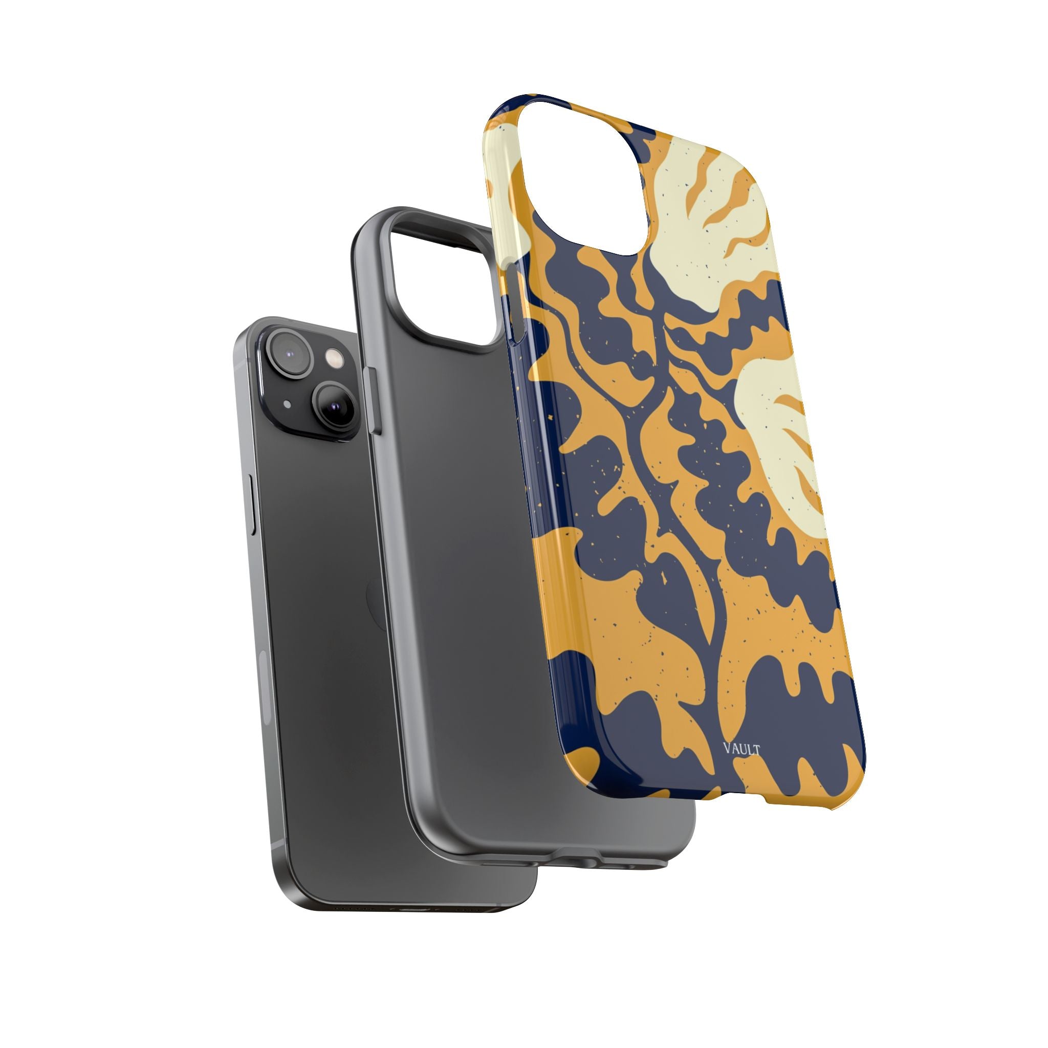 Bold Abstract Floral Phone Case (Navy & Mustard)