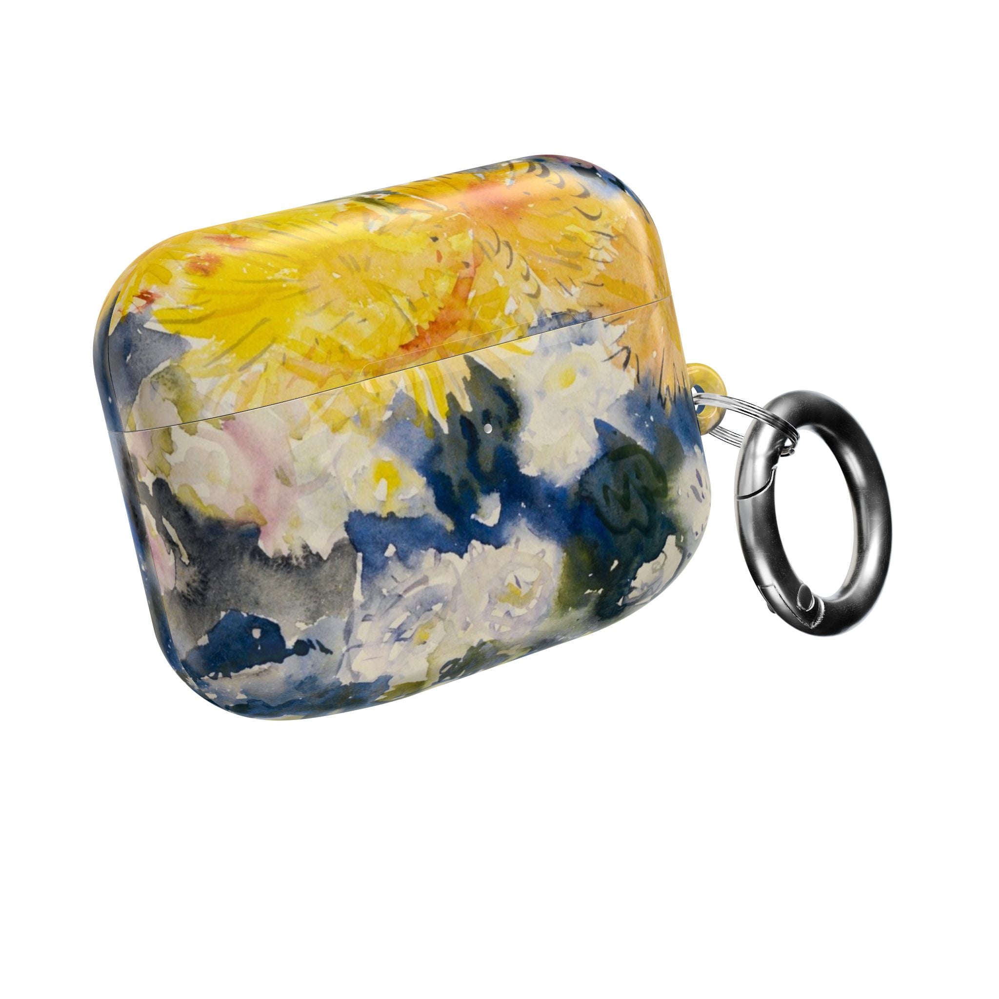 Floral Watercolor AirPod Case — Yellow Blue Sunflower Art Protective Cover