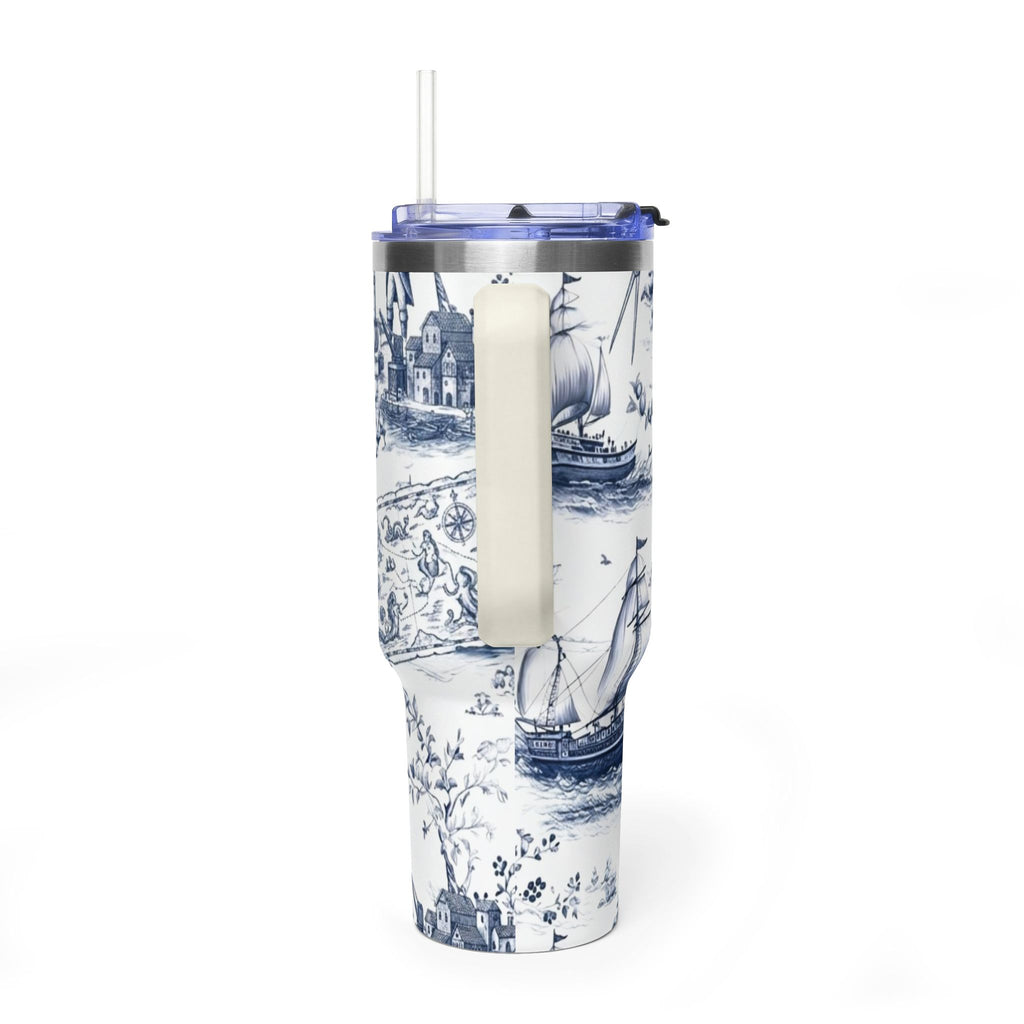 Nautical Blue Toile 40oz Thermal Tumbler