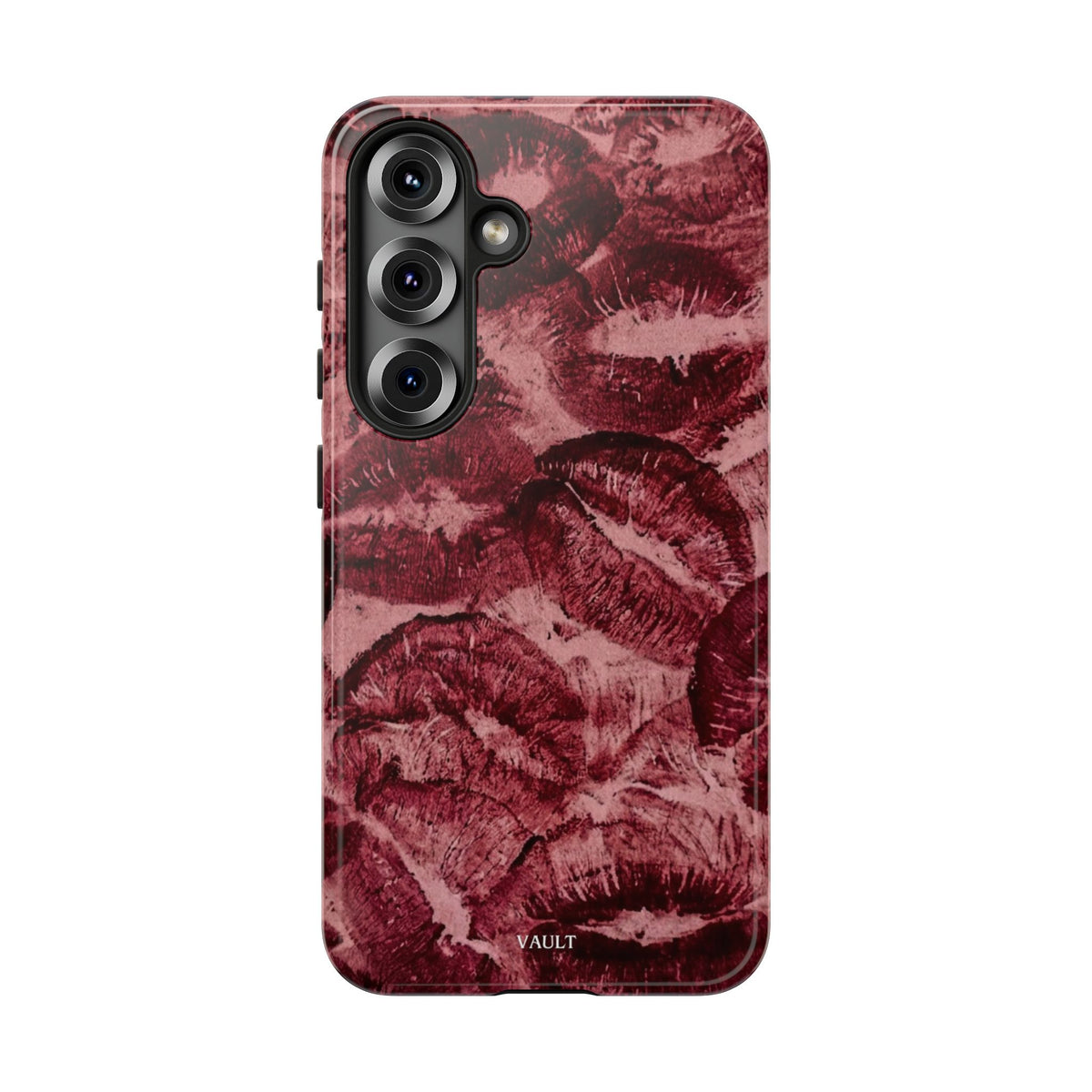 Kiss Print Phone Case – Burgundy Lip Pattern Protective Phone Cover