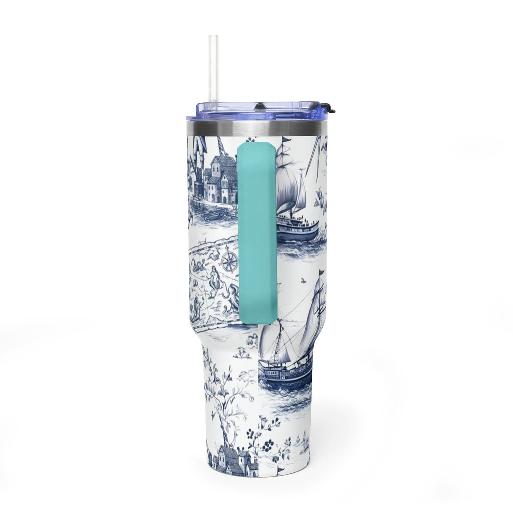 Nautical Blue Toile 40oz Thermal Tumbler