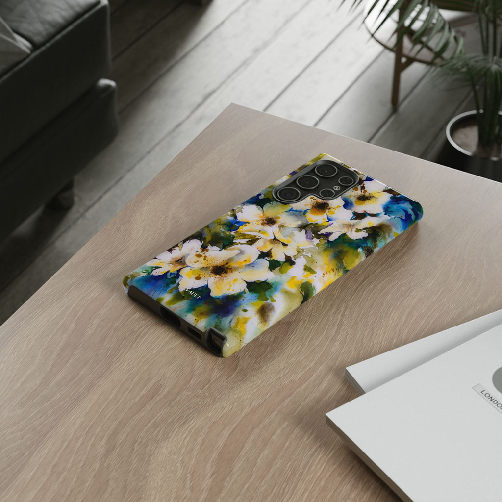 Floral Watercolor Tough Case – Yellow White Blossom Phone Cover