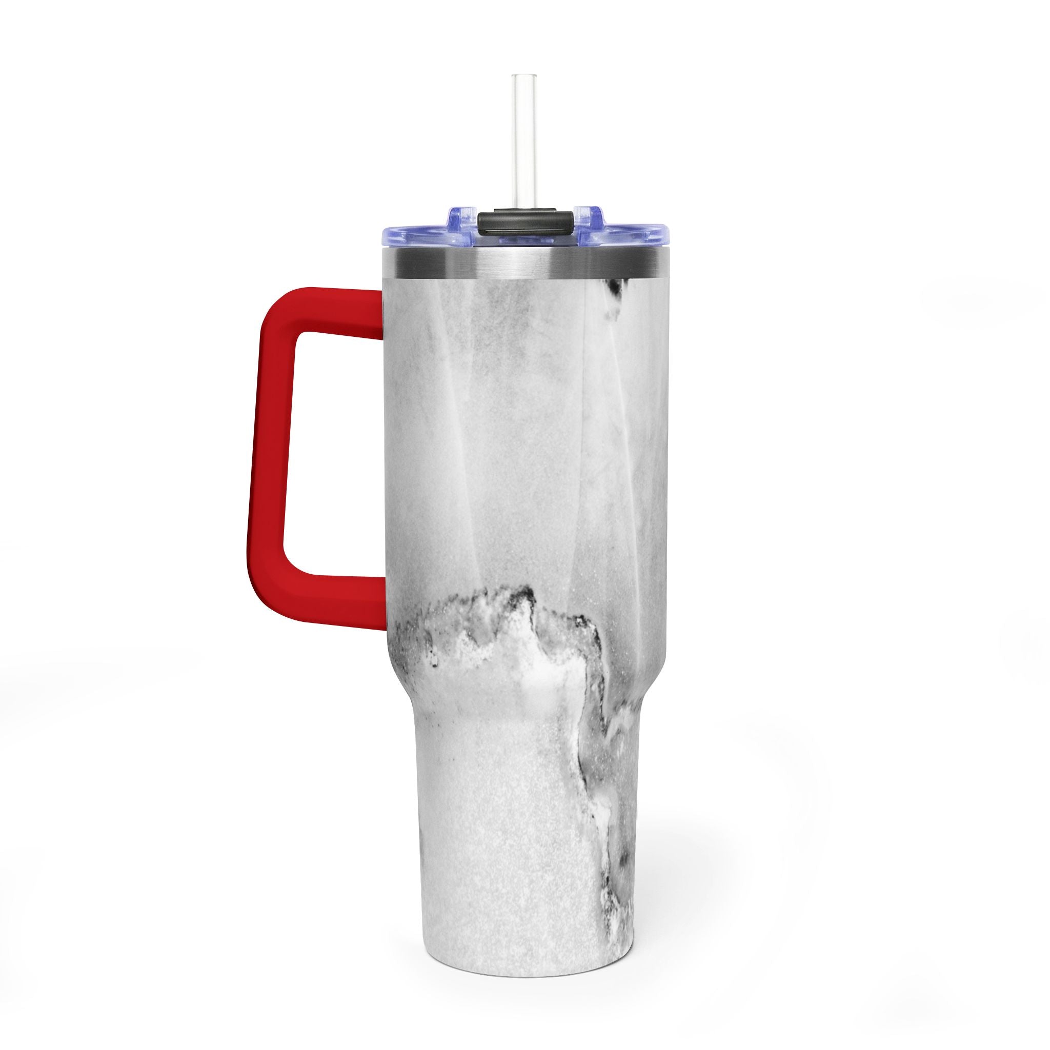 40oz Marble Vacuum Tumbler — Insulated Travel Mug with Handle