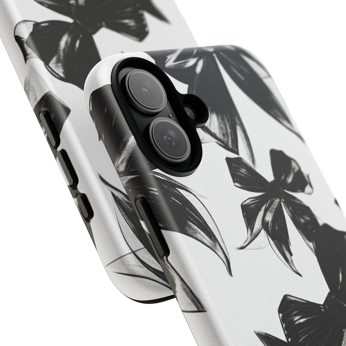 Floral Brushstroke Phone Case — Black & White Botanical Tough Case
