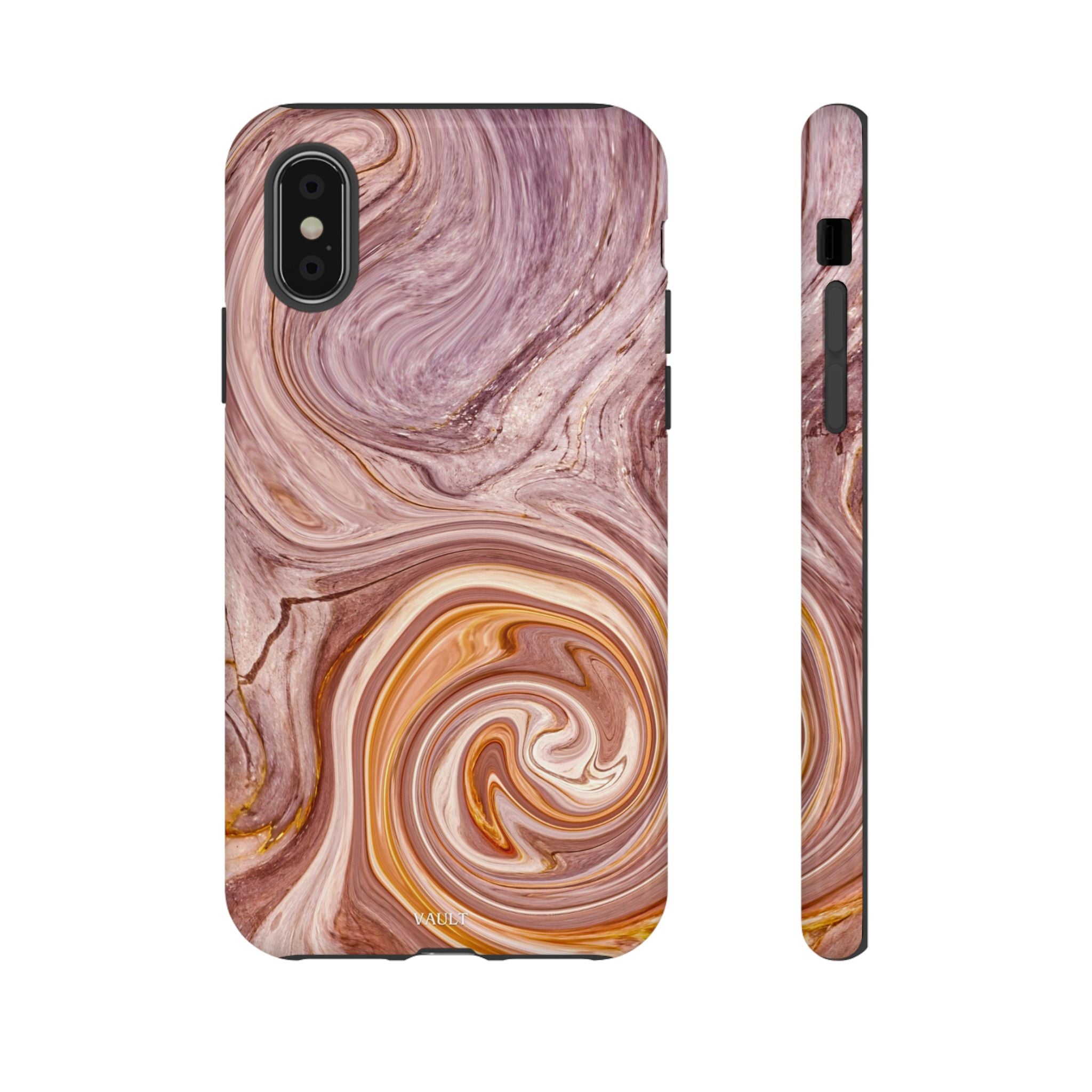 Marble Swirl Phone Case — Pink & Gold Abstract Tough Case