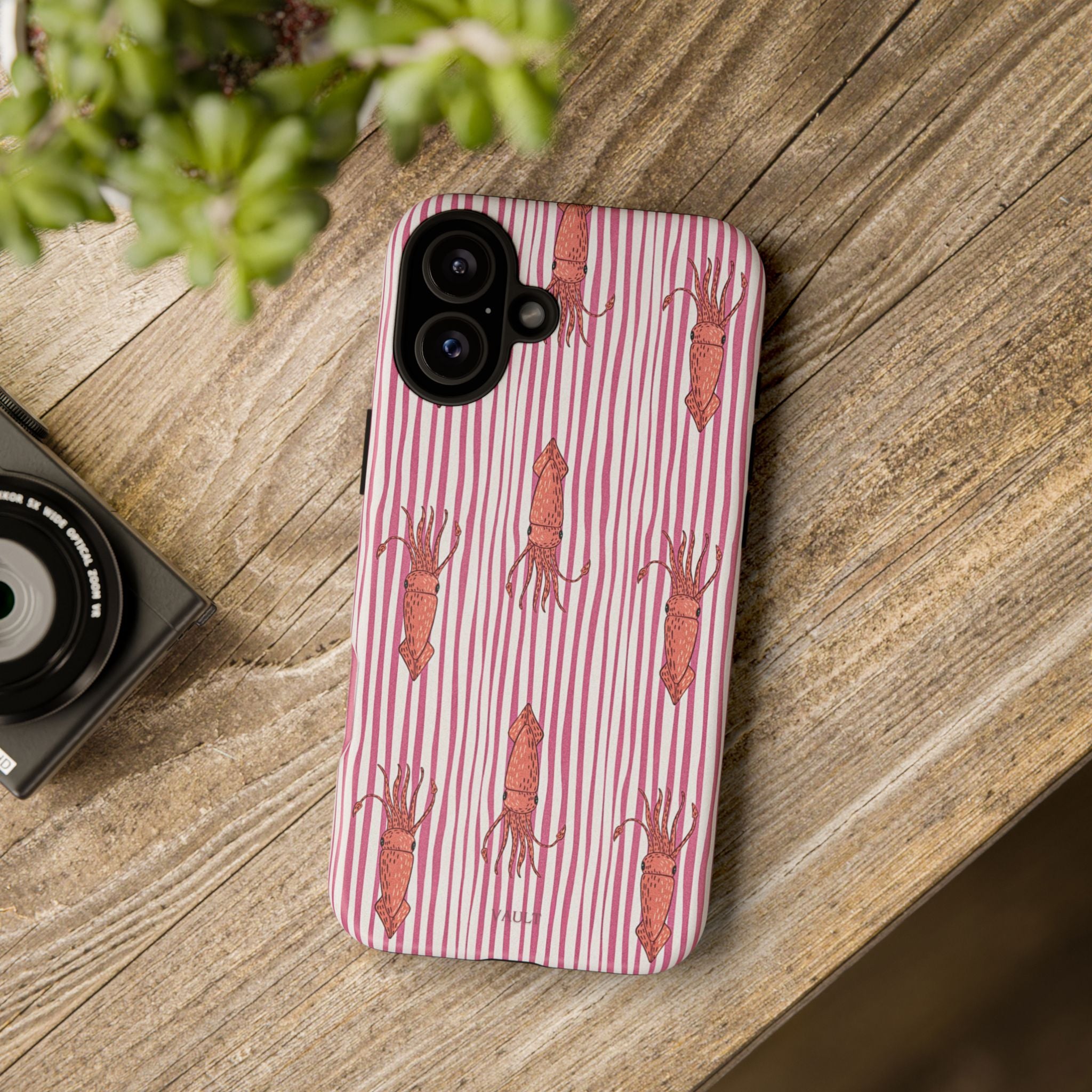 Squid Stripe Phone Case — Pink Nautical Sea Creature Pattern
