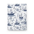 Nautical Toile Hardcover Journal — Vintage Sailboat Travel Notebook