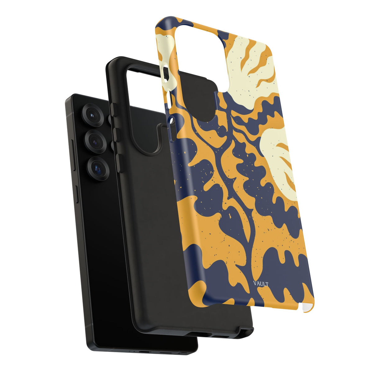 Bold Abstract Floral Phone Case (Navy & Mustard)