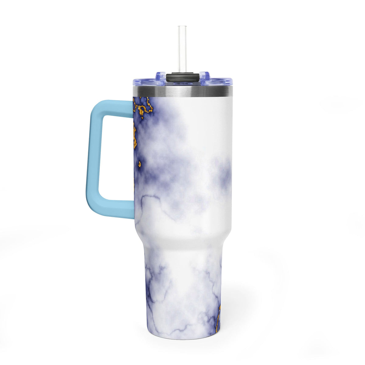 40oz Marble Thermal Tumbler - Blue & Gold Veined Vacuum Cup