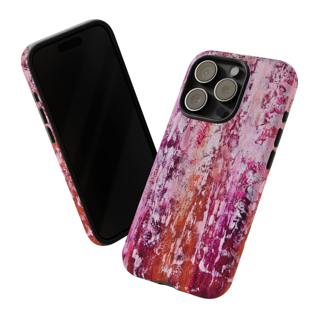 Pink Abstract Art Tough Phone Case — Protective Artistic Phone Cover