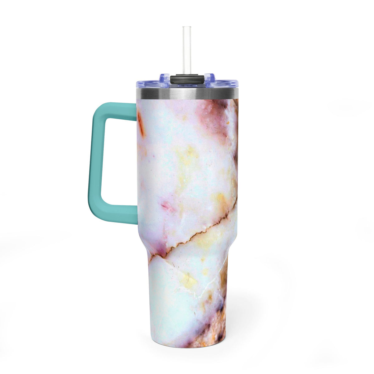 40oz Marble Rose Quartz Vacuum Tumbler – Insulated Travel Mug