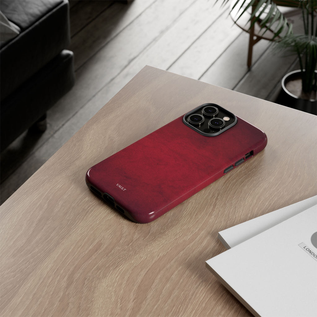 Red Leather Texture Phone Case Impact-Resistant Case