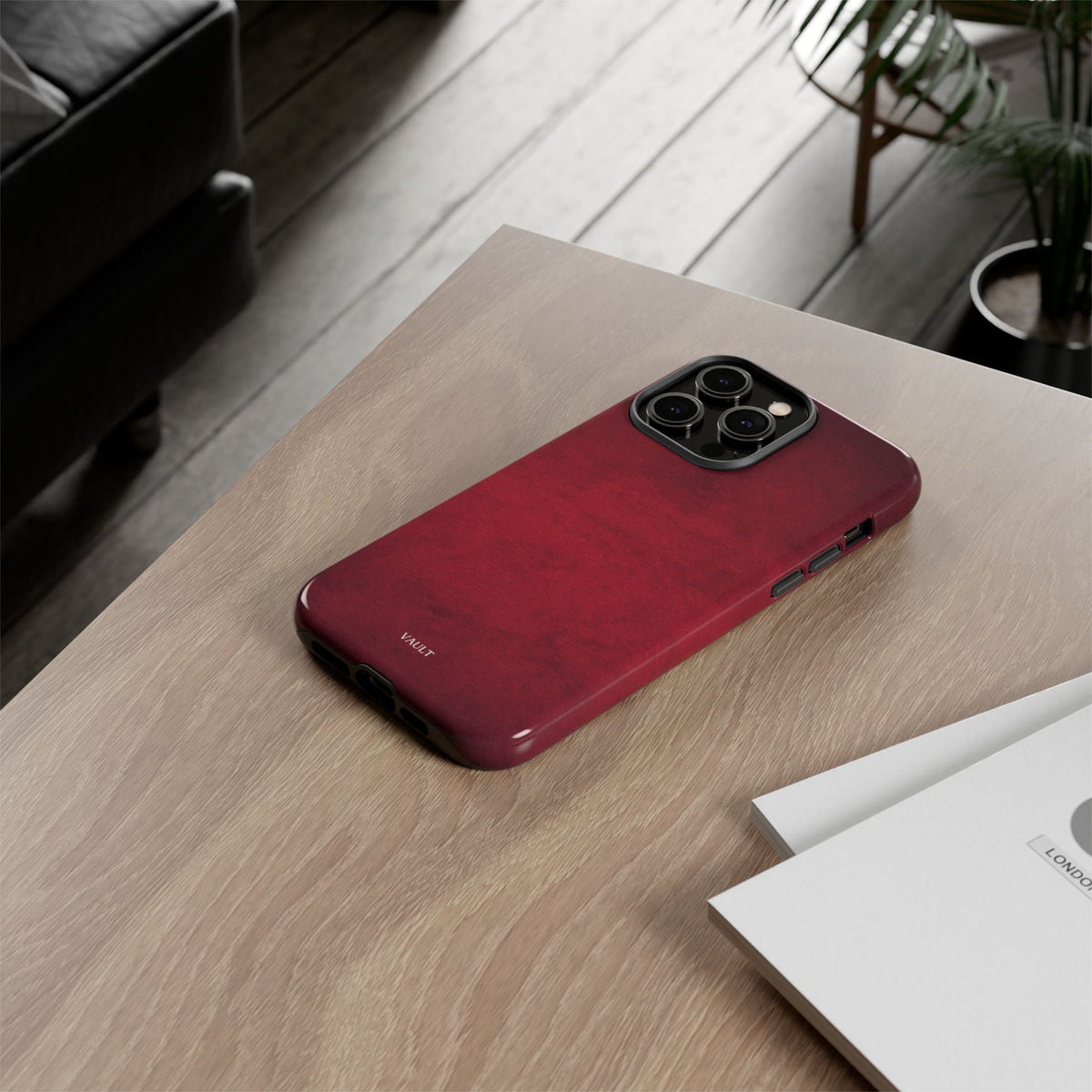 Red Leather Texture Phone Case Impact-Resistant Case